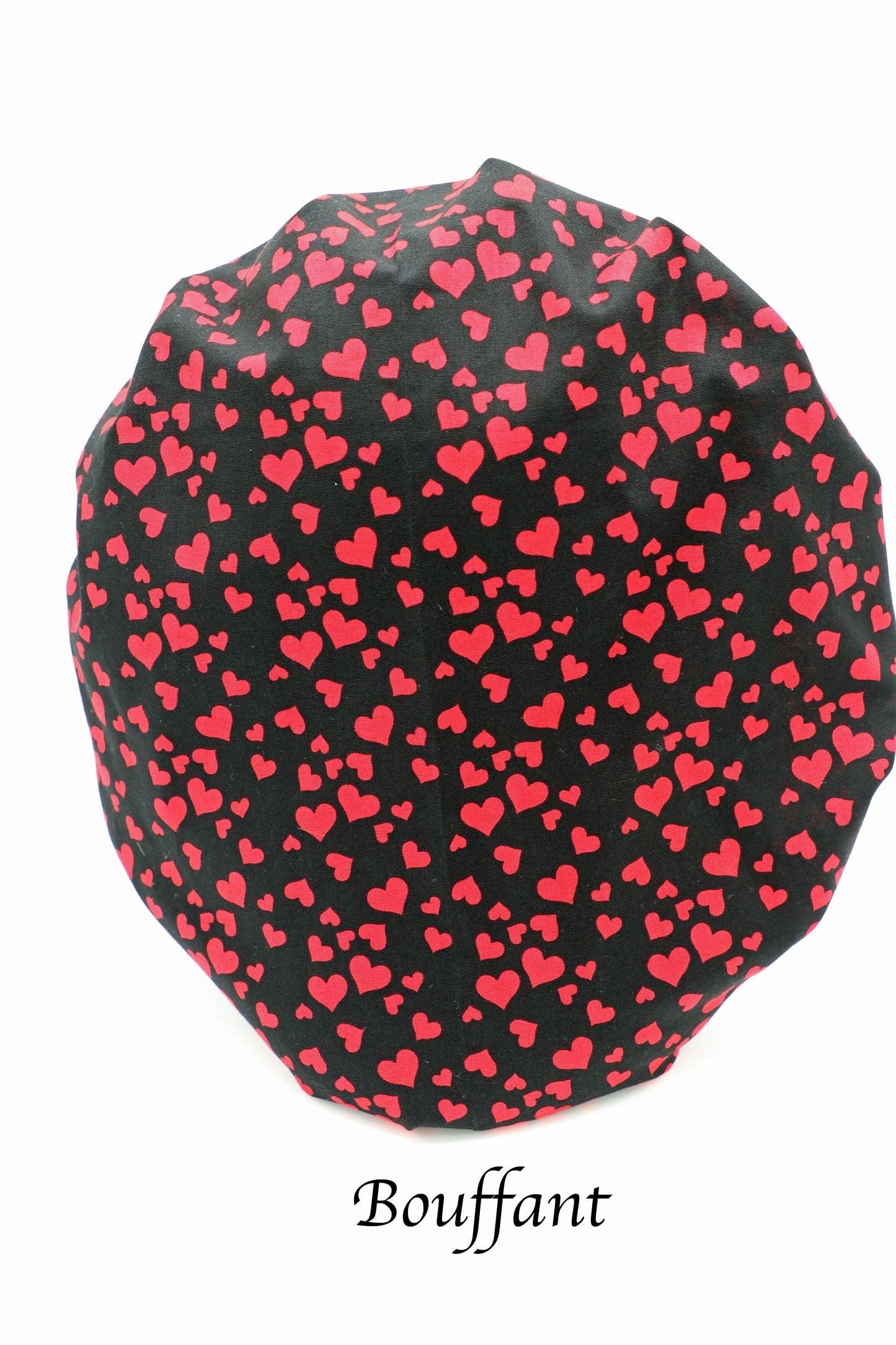 Red Heart Bouffant/Ponytail Holder Cap, Personalized Scrub Cap, Custom Scrub Cap, Bouffant Scrub Cap, Ponytail Holder Scrub Cap, Nurse Cap