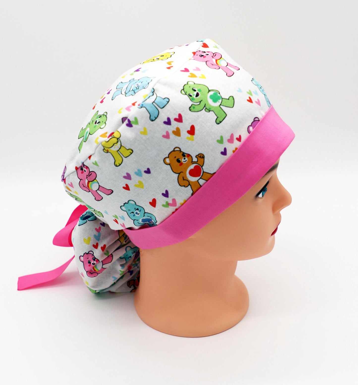 Care Bear Scrub Cap, Nurse Scrub Cap, Ponytail Holder Scrub Cap, RN Scrub Cap, OR Scrub Cap, Surgical Scrub Cap, RN Gift, Medical Surgical