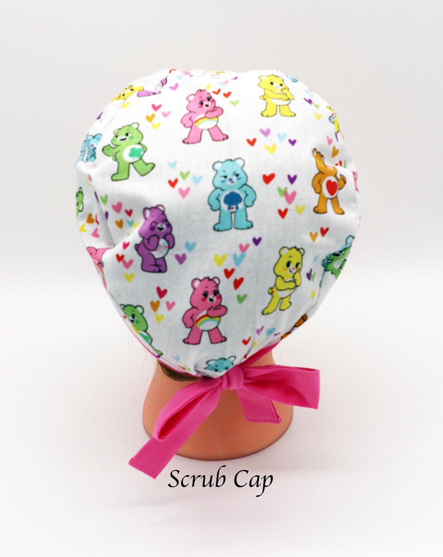 Care Bear Scrub Cap, Nurse Scrub Cap, Ponytail Holder Scrub Cap, RN Scrub Cap, OR Scrub Cap, Surgical Scrub Cap, RN Gift, Medical Surgical
