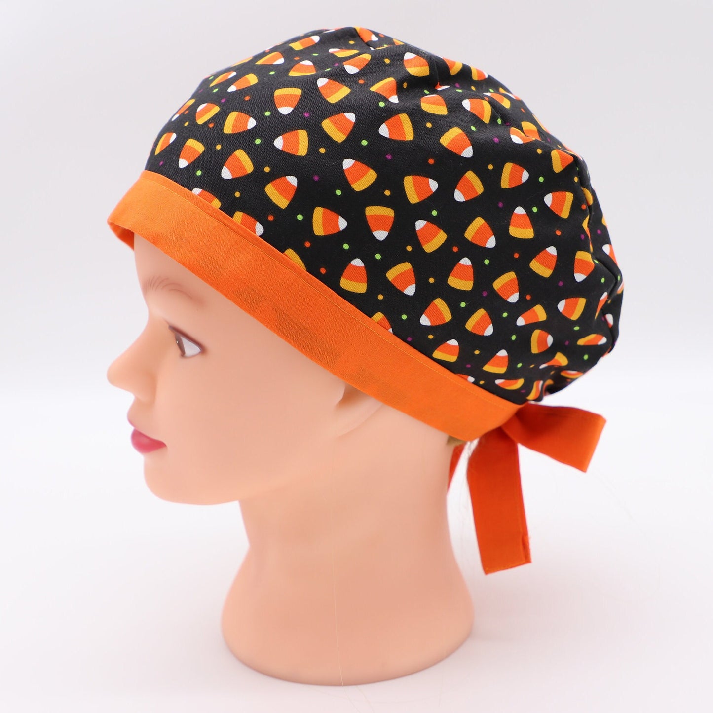 Halloween Candy Corn Nurse Scrub Cap