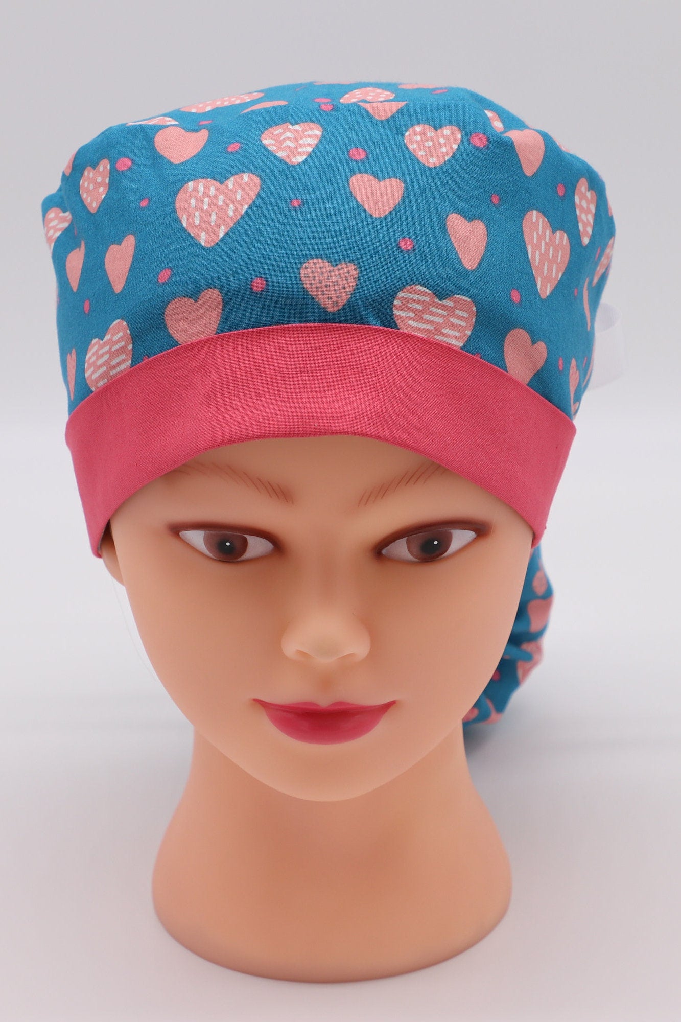 Lovely Hearts Nurse Scrub Ponytail Holder Cap