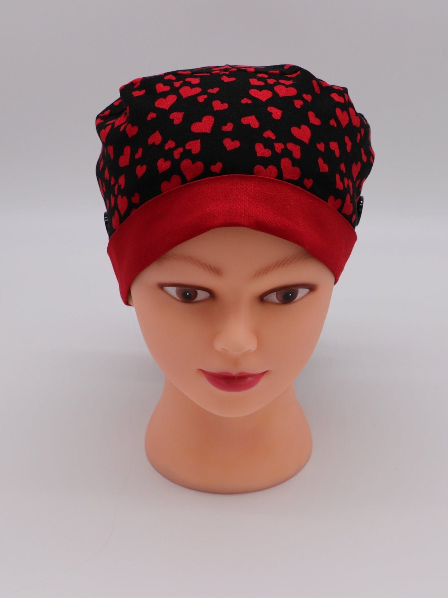 Red Heart Nurse Ponytail Holder Scrub Cap