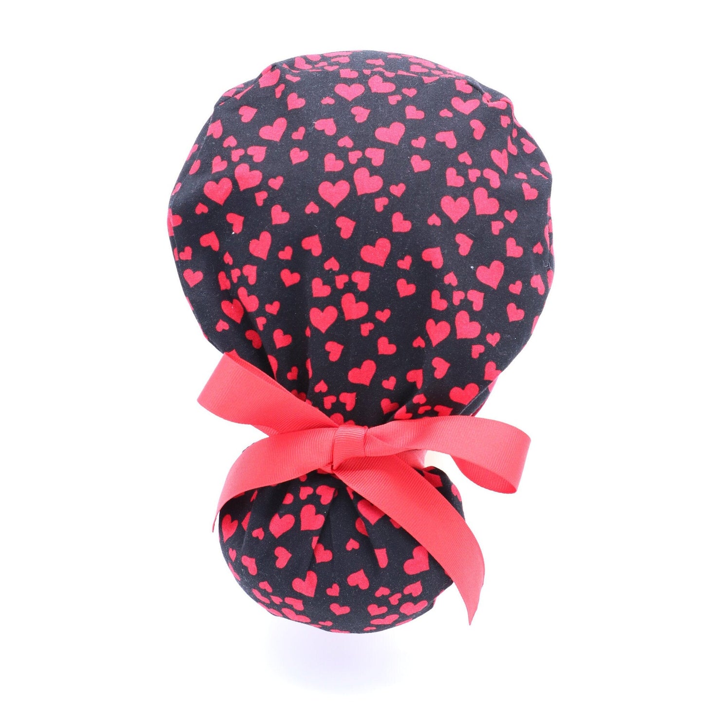 Red Heart Nurse Ponytail Holder Scrub Cap