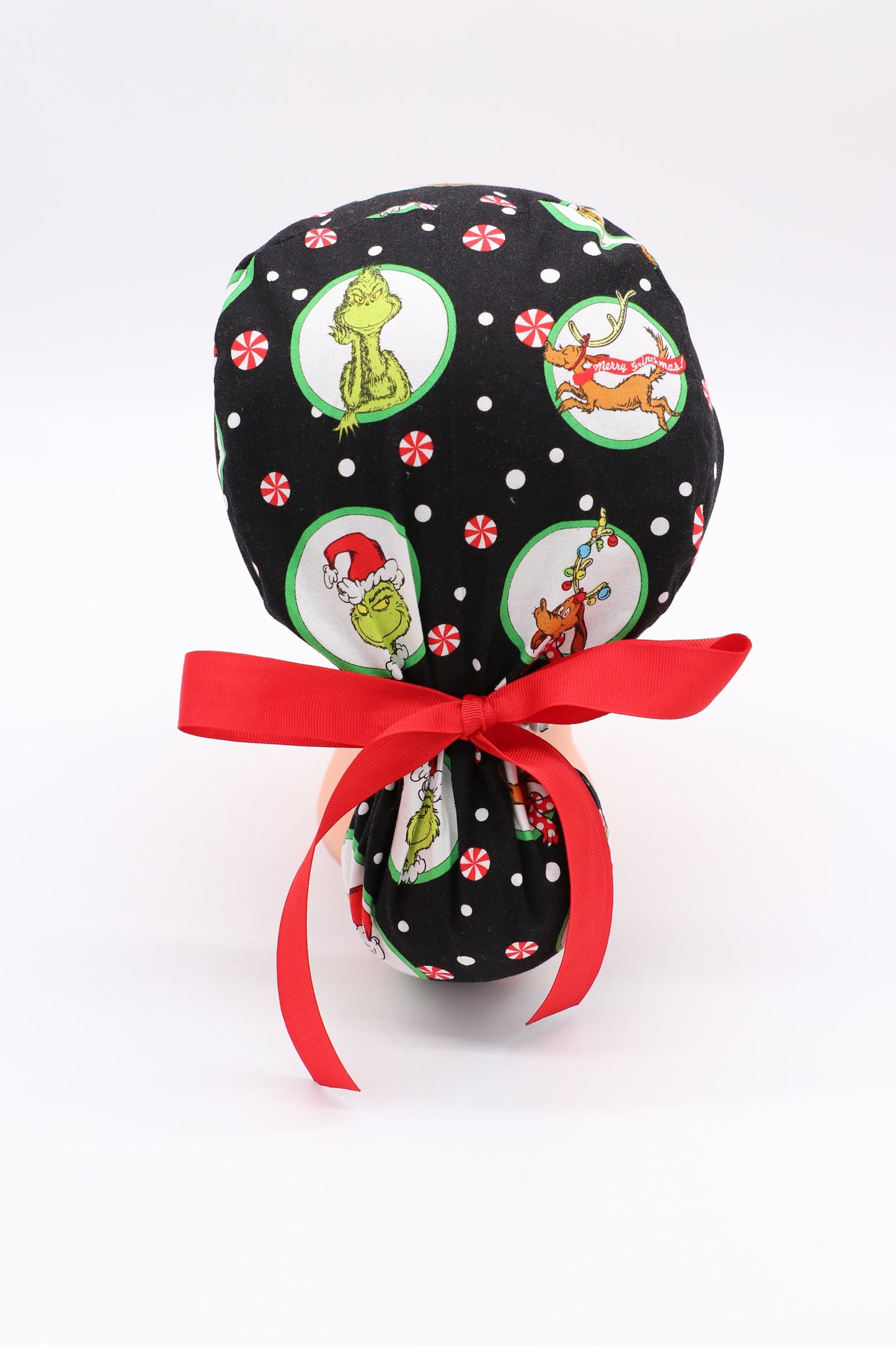 Grinch Nurse Scrub Cap, Nurse Ponytail Holder Scrub Cap, Nurse Scrub Cap, Medical Surgical Cap, Nurse Hair Covering, Christmas Nurse Cap