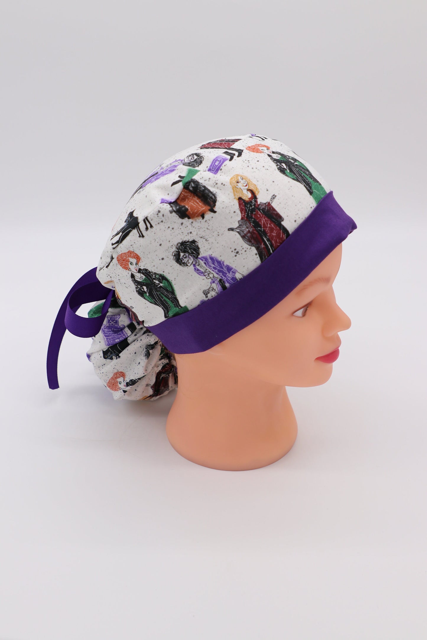 Hocus Pocus Scrub Cap, Disney Scrub Cap, Nursing Scrub Cap, Ponytail Holder Scrub Cap, Nursing Hair Covering, RN Scrub Cap, Surgical Cap