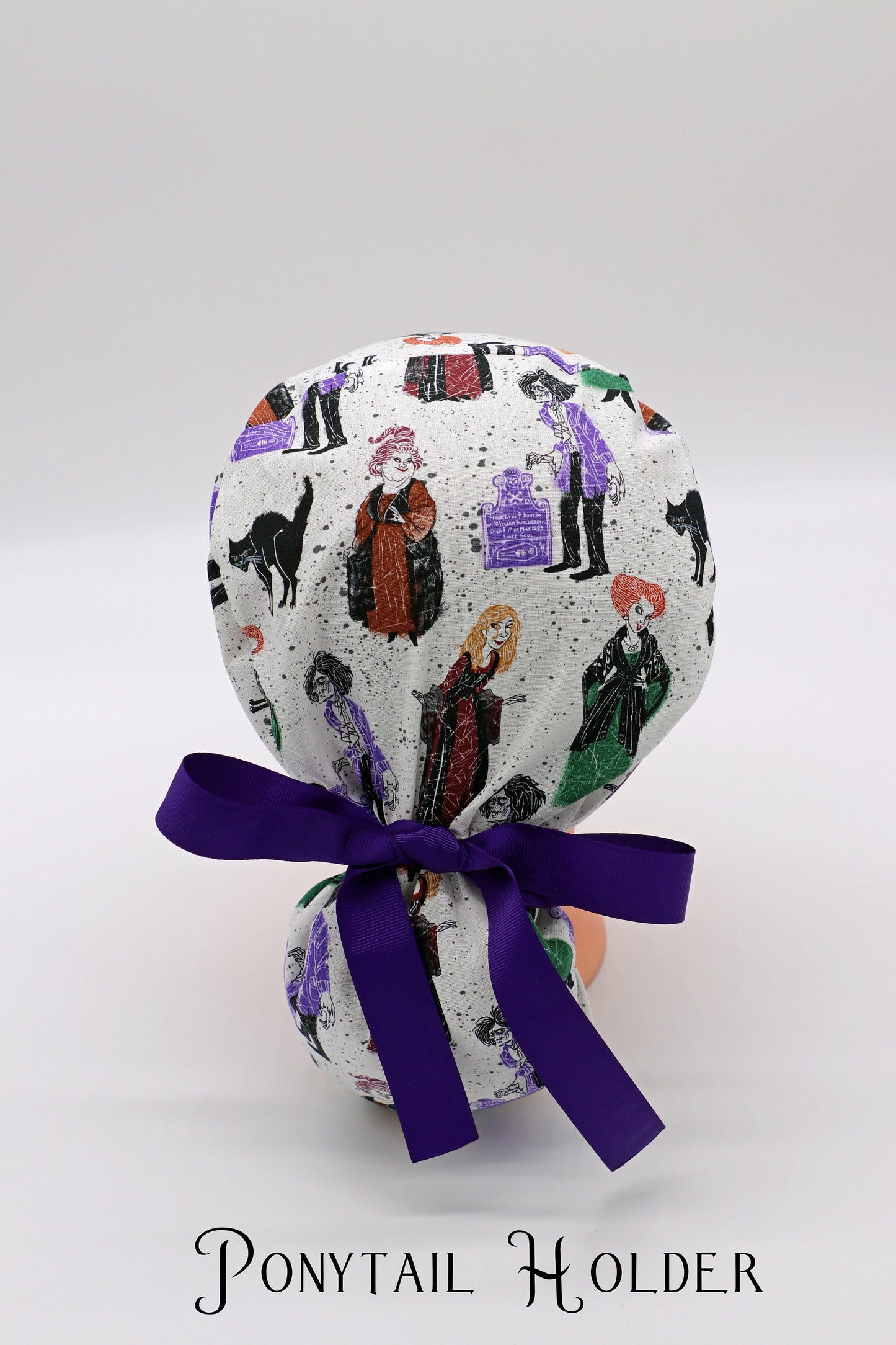 Hocus Pocus Scrub Cap, Disney Scrub Cap, Nursing Scrub Cap, Ponytail Holder Scrub Cap, Nursing Hair Covering, RN Scrub Cap, Surgical Cap