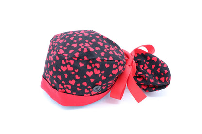 Red Heart Nurse Ponytail Holder Scrub Cap