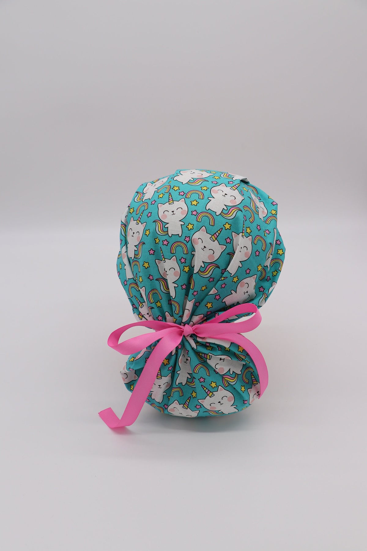Unicorn Kitty Scrub Cap: Personalized Bouffant Ponytail Holder