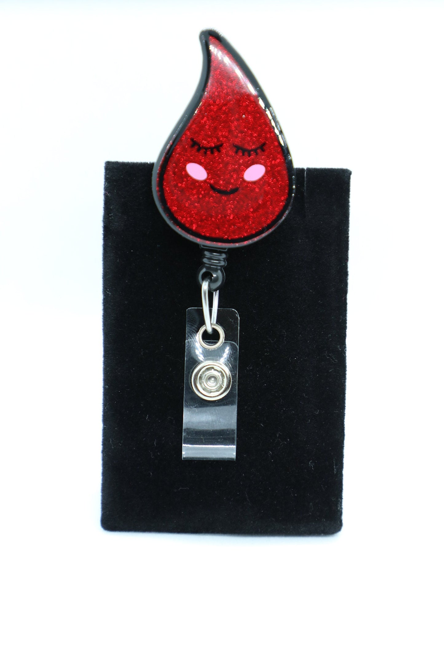 Blood Drop Badge Reel, Acrylic Phlebotomist ID Holder