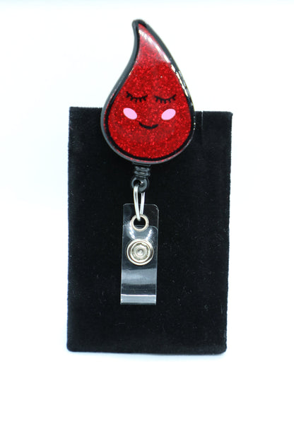 Blood Drop Badge Reel, Acrylic Phlebotomist ID Holder