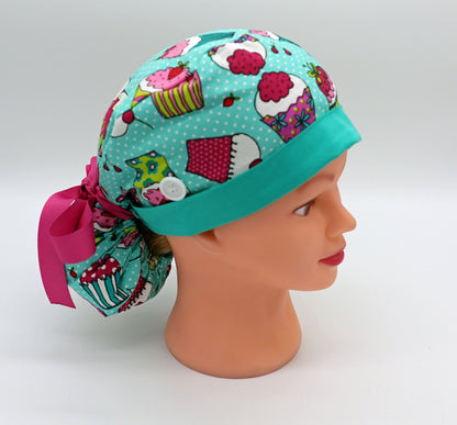 Cupcake Scrub Cap: Cotton Nurse or Ponytail Style