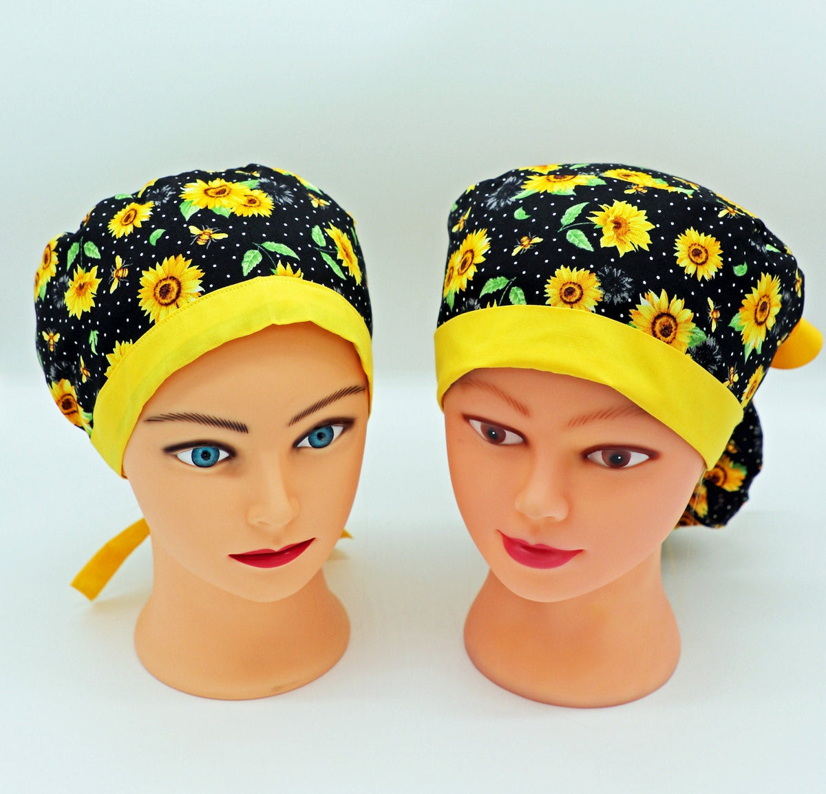 Sunflower Nurse Scrub Cap: Cotton Ponytail or Traditional Style