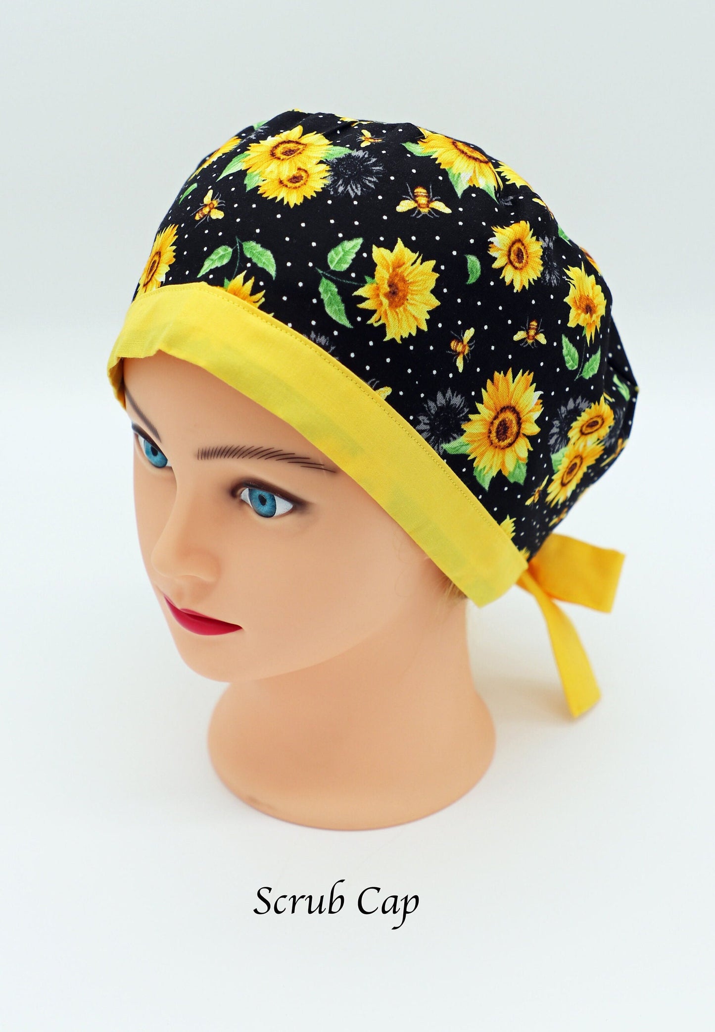 Sunflower Nurse Scrub Cap, Ponytail Holder Scrub Cap, RN Scrub Cap, Cute Scrub Cap, Medical Surgical Cap, RN Gift, RN Graduation Gift, Nurse