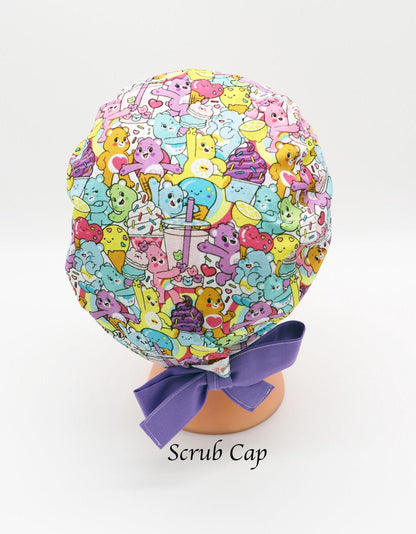 Care Bear Nurse Scrub Cap: Cotton Ponytail Holder, Medical Surgical Cap