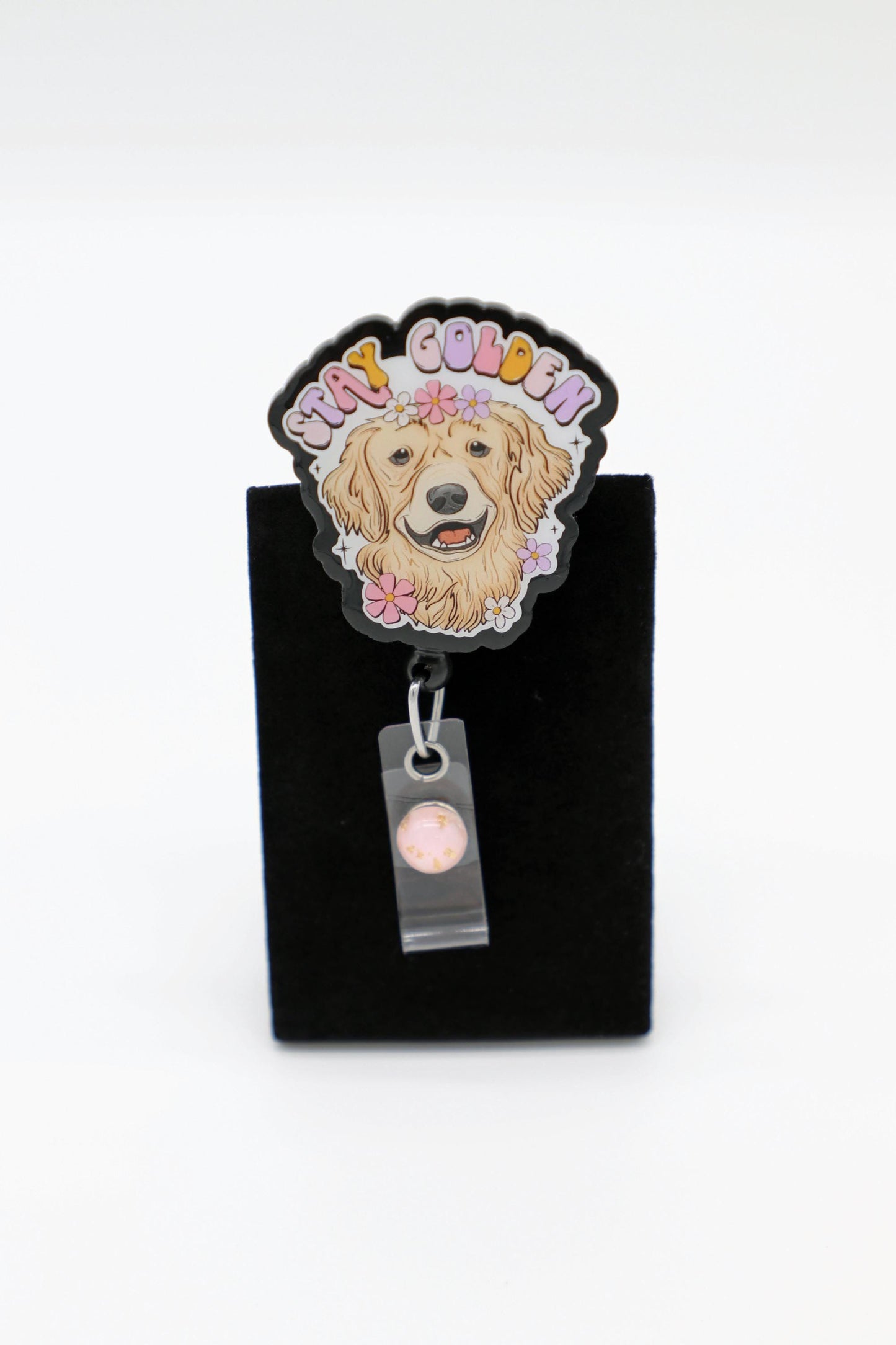 Stay Golden Badge Reel, Golden Retriever, Puppy Dog Badge Reel, RN Badge Reel,