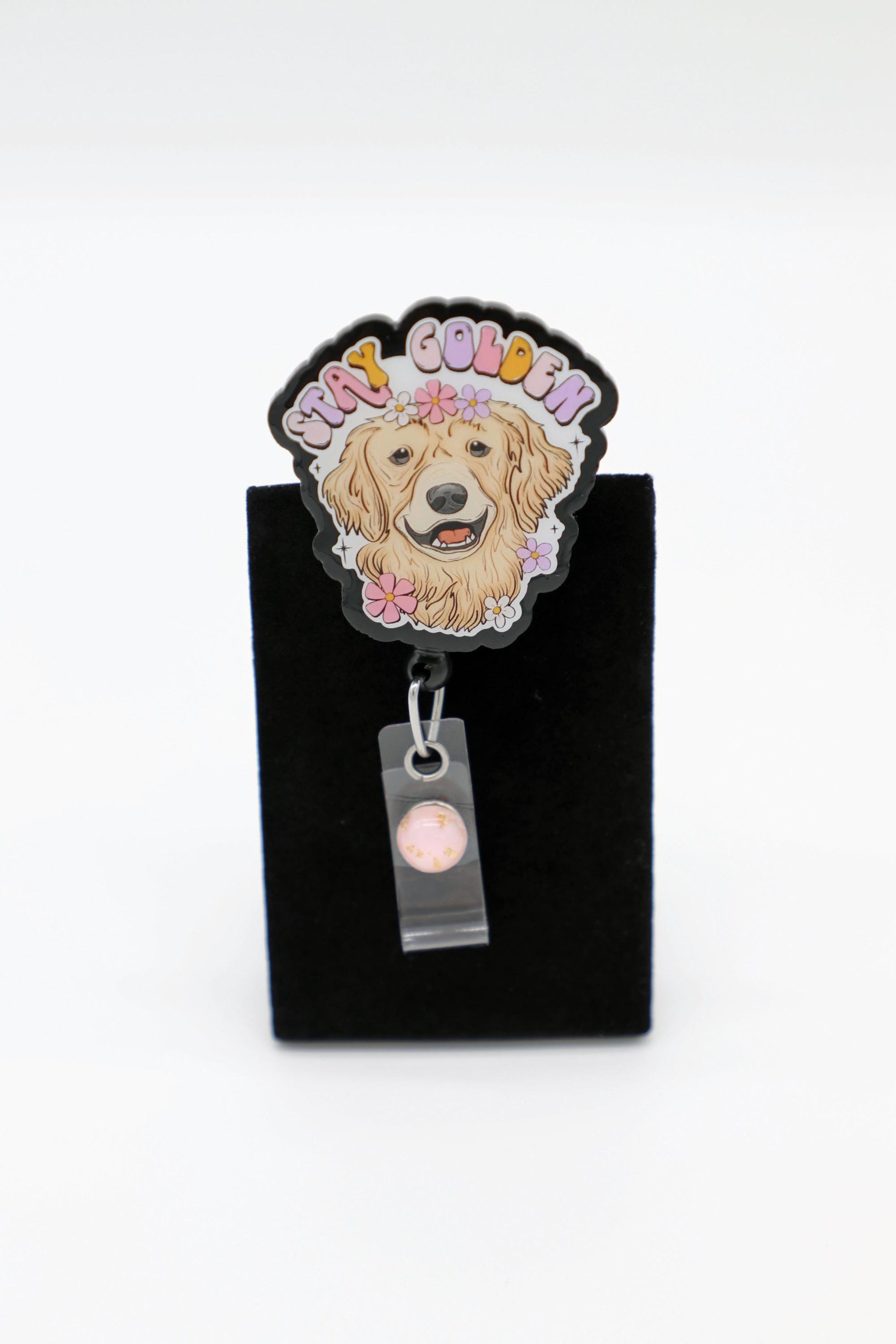 Stay Golden Badge Reel, Golden Retriever, Puppy Dog Badge Reel, RN Badge Reel,