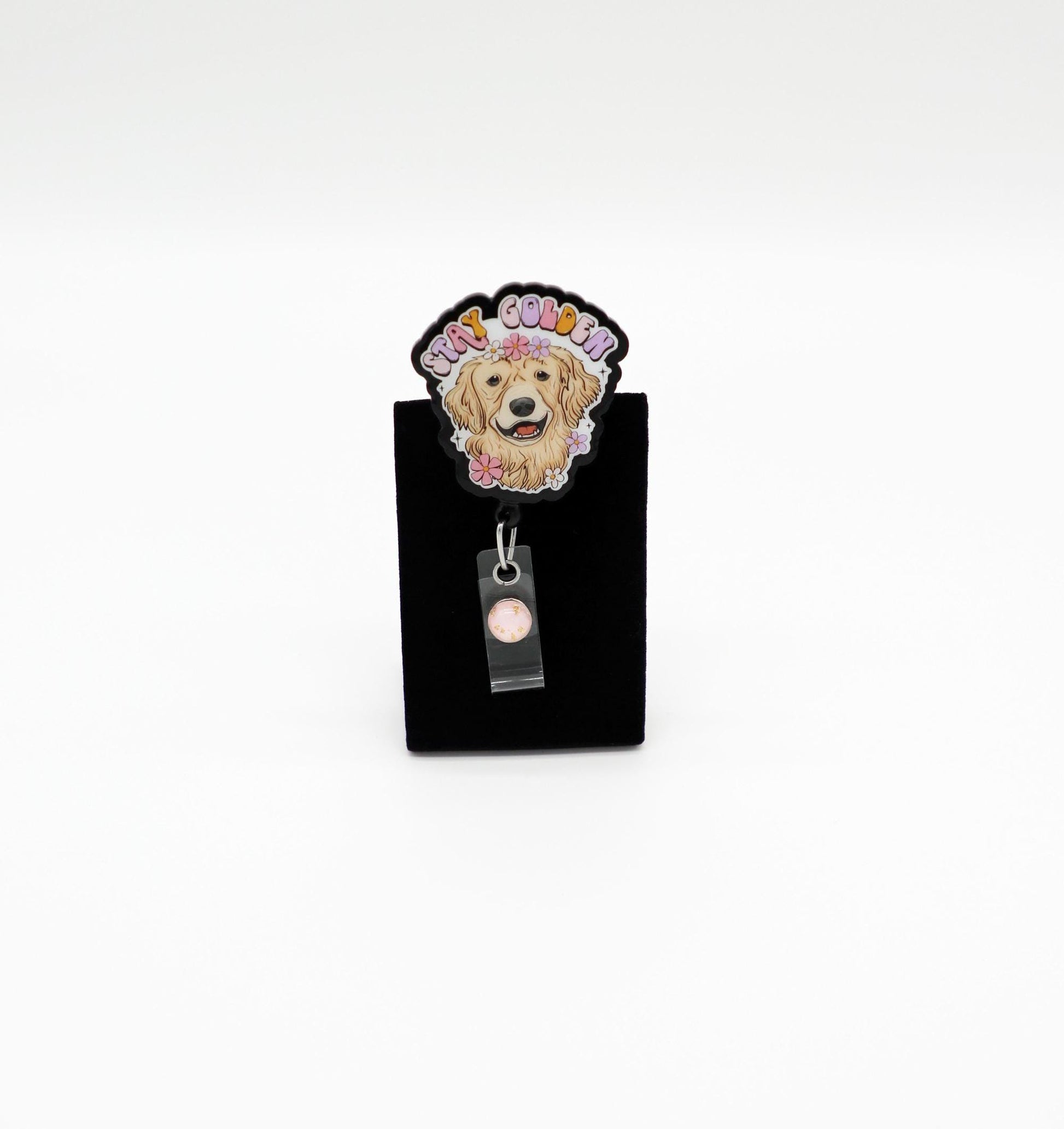 Stay Golden Badge Reel, Golden Retriever, Puppy Dog Badge Reel, RN Badge Reel,