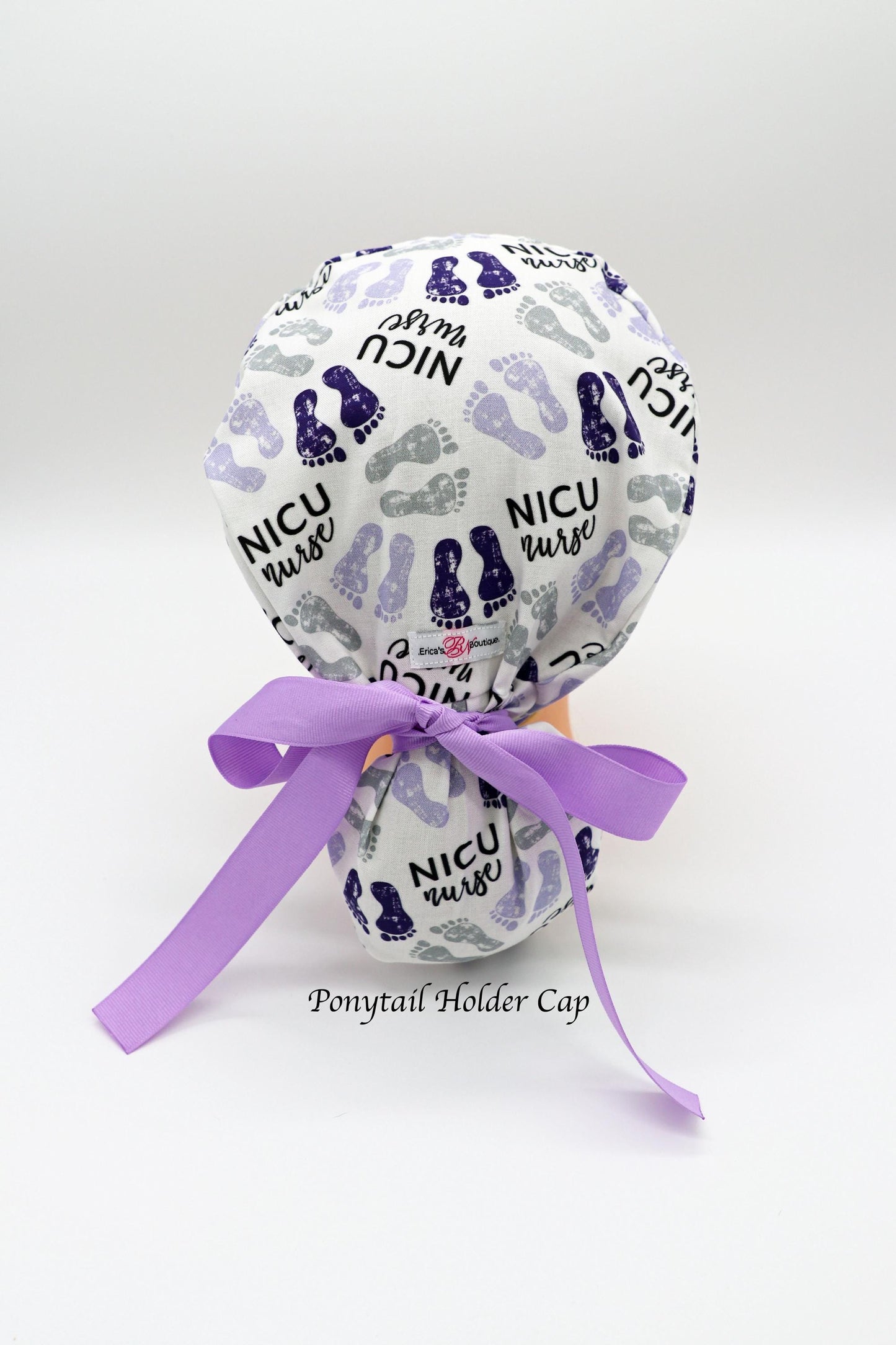 NICU Scrub Cap, Pediatric Scrub Cap, OB Scrub Cap, RN Scrub Cap, Ponytail Holder Scrub Cap, Baby Feet Scrub Cap, Obstetrics Scrub Cap