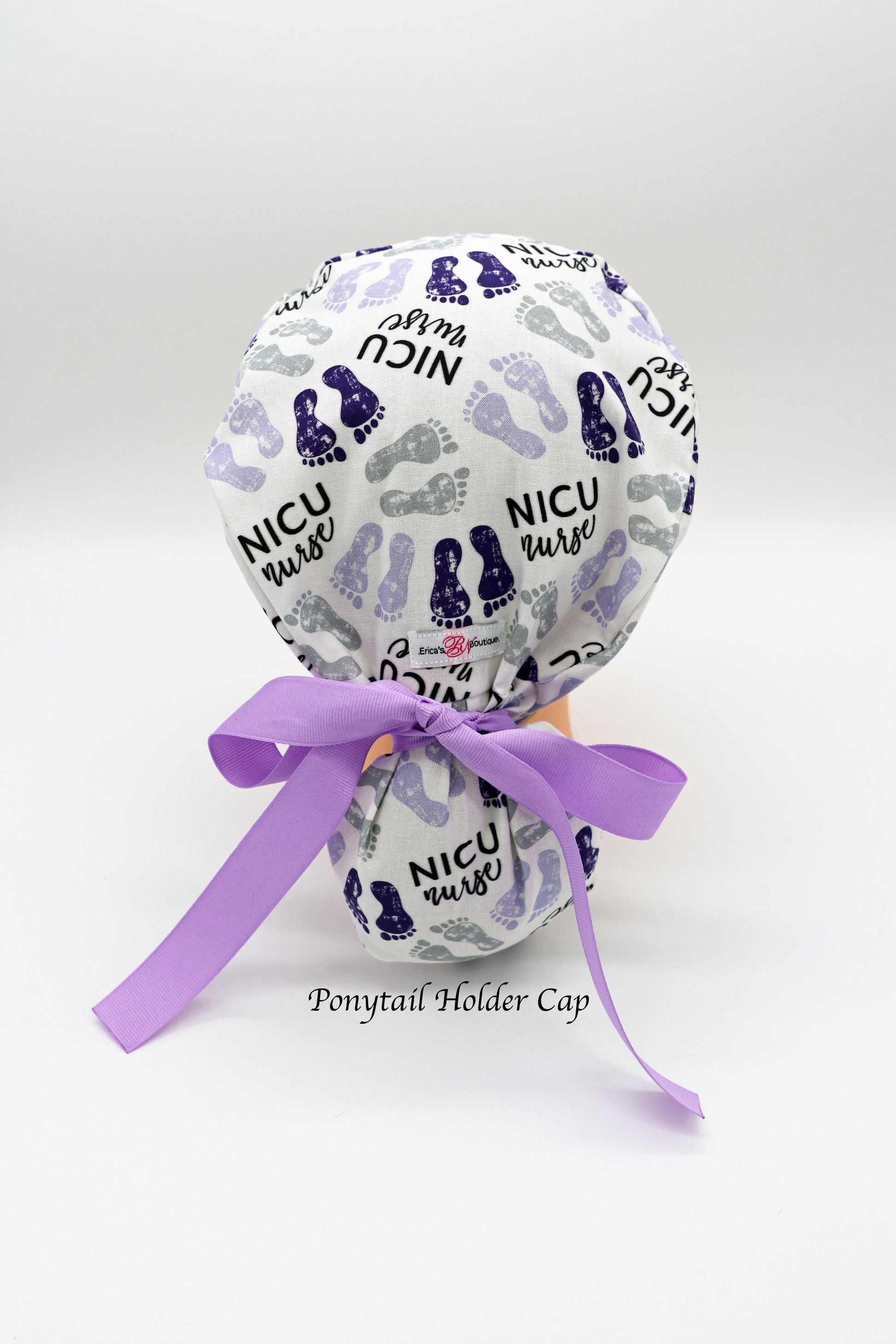 NICU Scrub Cap, Pediatric Scrub Cap, OB Scrub Cap, RN Scrub Cap, Ponytail Holder Scrub Cap, Baby Feet Scrub Cap, Obstetrics Scrub Cap