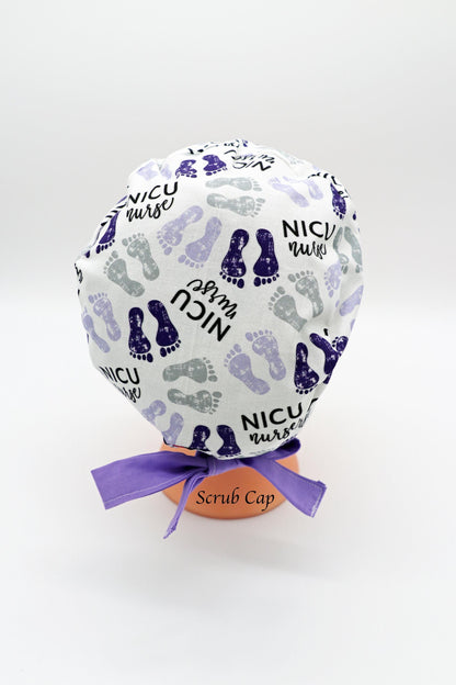NICU Scrub Cap, Pediatric Scrub Cap, OB Scrub Cap, RN Scrub Cap, Ponytail Holder Scrub Cap, Baby Feet Scrub Cap, Obstetrics Scrub Cap