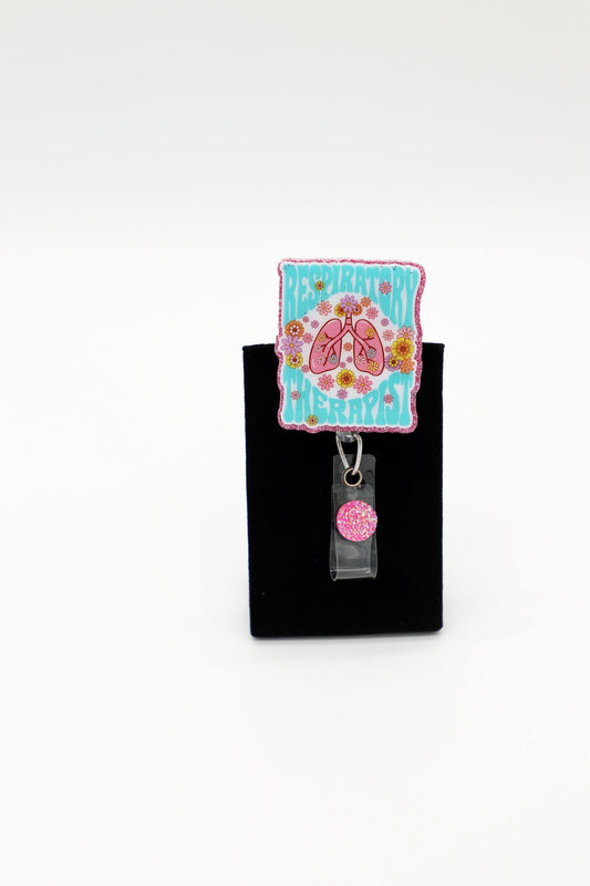 Lungs & Flowers Badge Reel: Respiratory Therapist Gift