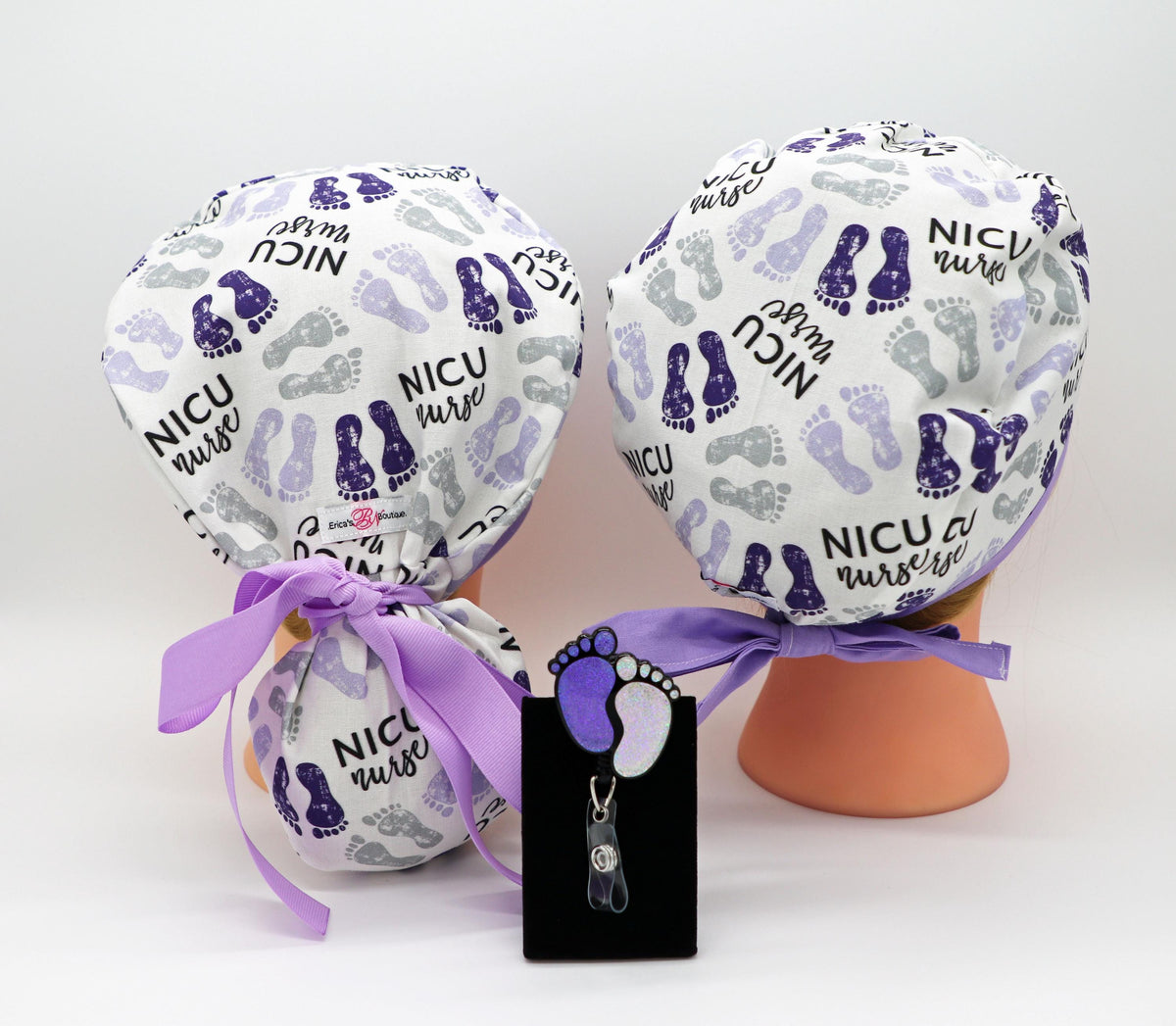 Baby Feet NICU Scrub Cap: Ponytail or Traditional Nurse Cap