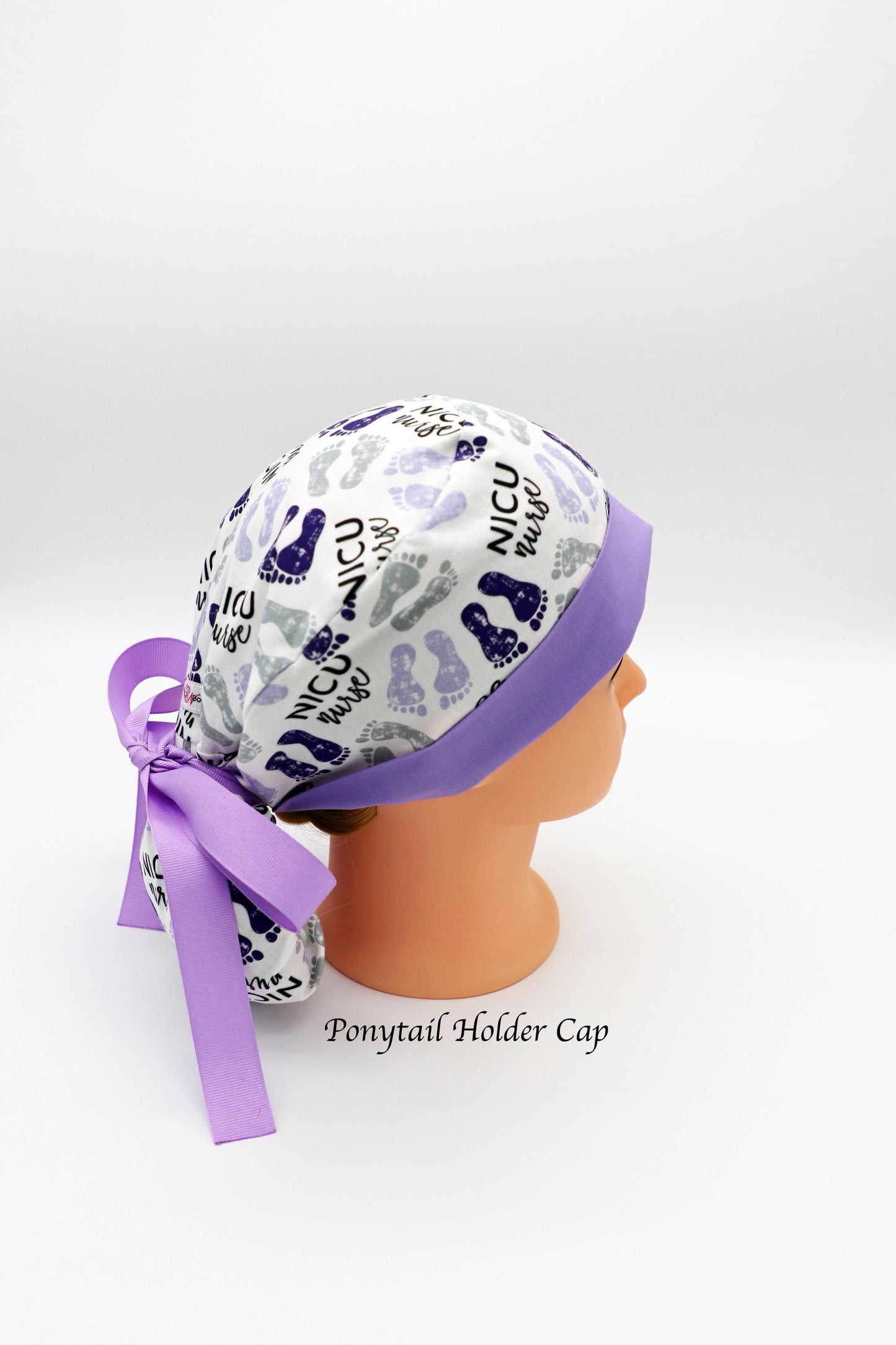 NICU Scrub Cap, Pediatric Scrub Cap, OB Scrub Cap, RN Scrub Cap, Ponytail Holder Scrub Cap, Baby Feet Scrub Cap, Obstetrics Scrub Cap