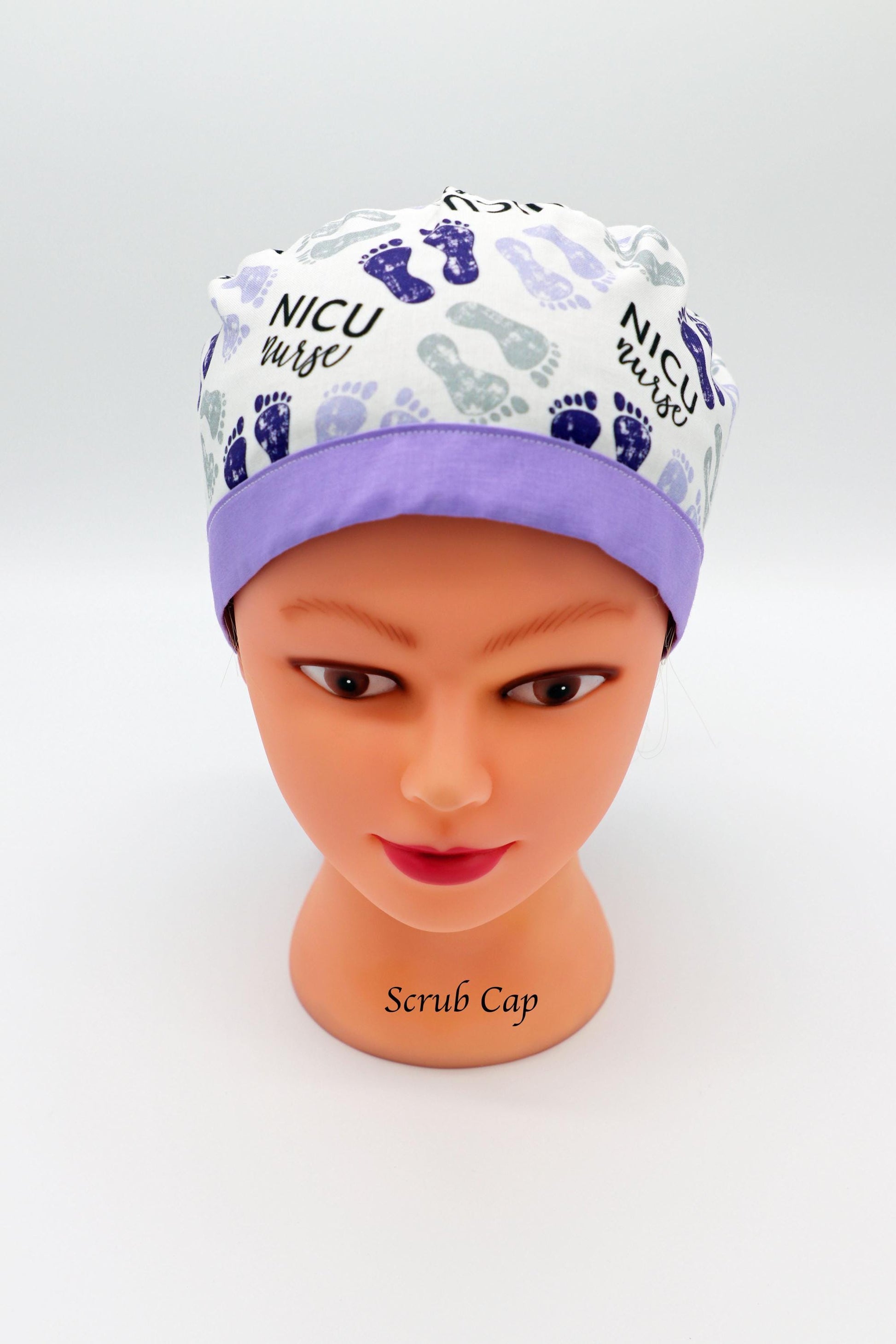 NICU Scrub Cap, Pediatric Scrub Cap, OB Scrub Cap, RN Scrub Cap, Ponytail Holder Scrub Cap, Baby Feet Scrub Cap, Obstetrics Scrub Cap