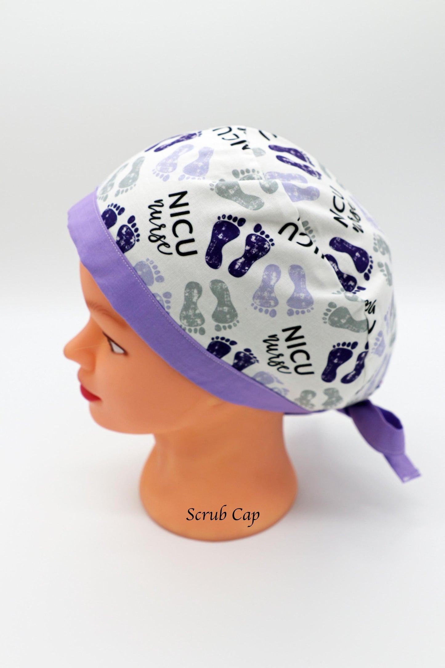 NICU Scrub Cap, Pediatric Scrub Cap, OB Scrub Cap, RN Scrub Cap, Ponytail Holder Scrub Cap, Baby Feet Scrub Cap, Obstetrics Scrub Cap