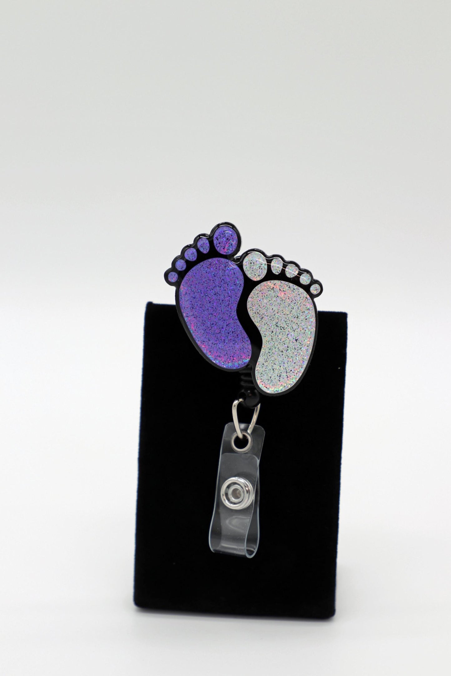 Baby Feet Badge Reel, Purple/Silver Baby Feet, NICU RN Badge Reel, OB Badge Reel, Pediatric Badge Reel, Nurse Badge Reel, Nurse Grad Gift
