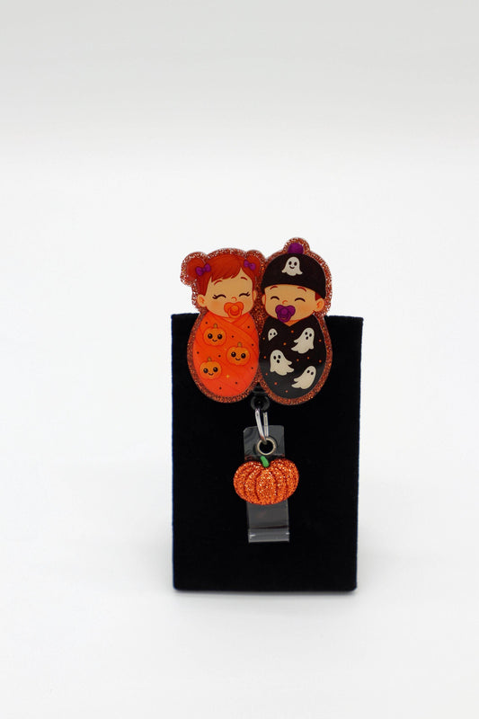 Halloween Baby Glitter Badge Reel: NICU, L&D, RN