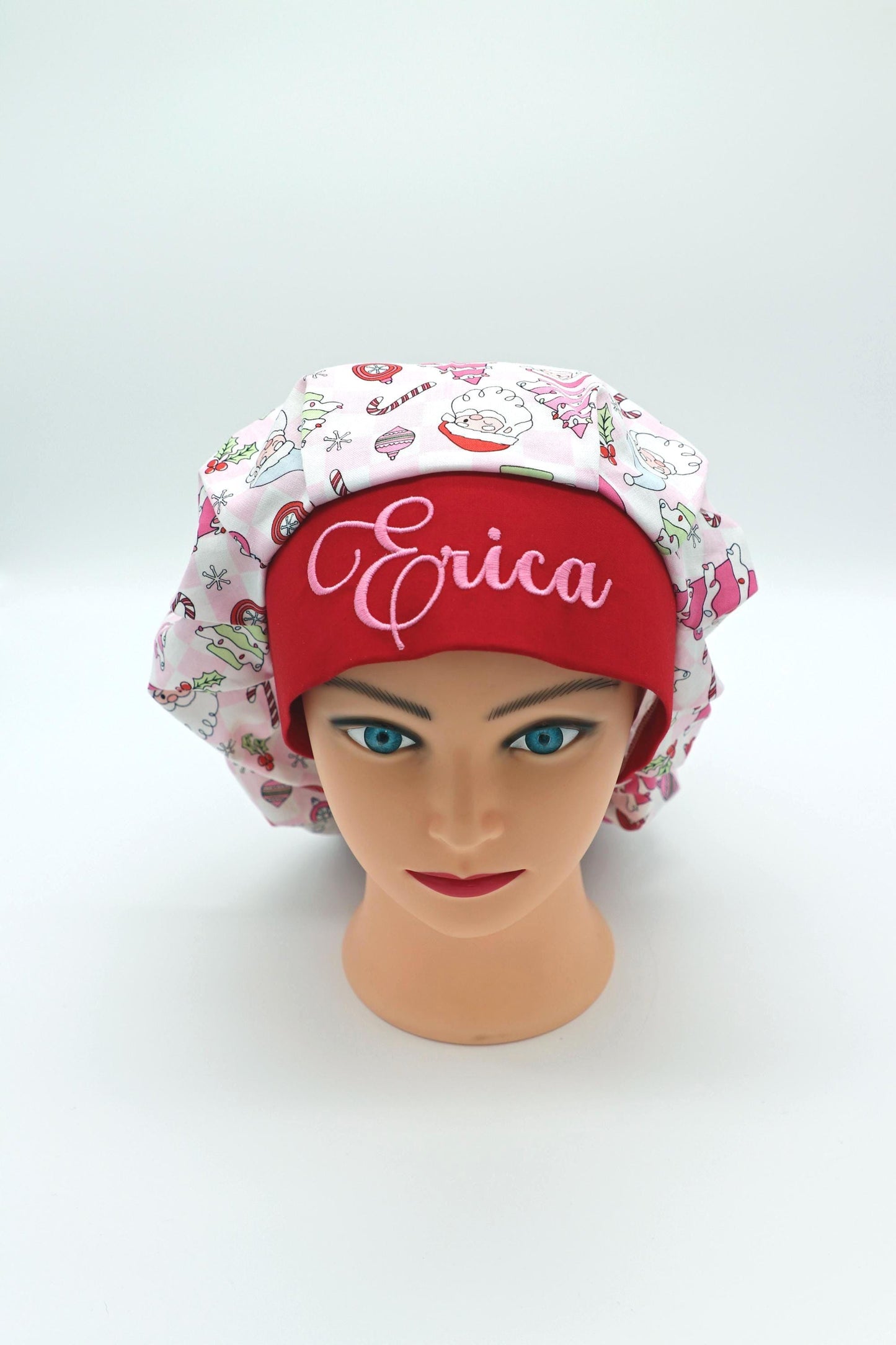 Bouffant Nurse Scrub Cap, Ponytail Holder Scrub Cap, Personalized Scrub Cap, Personalized Bouffant, RN Scrub Cap, Christmas Scrub Cap