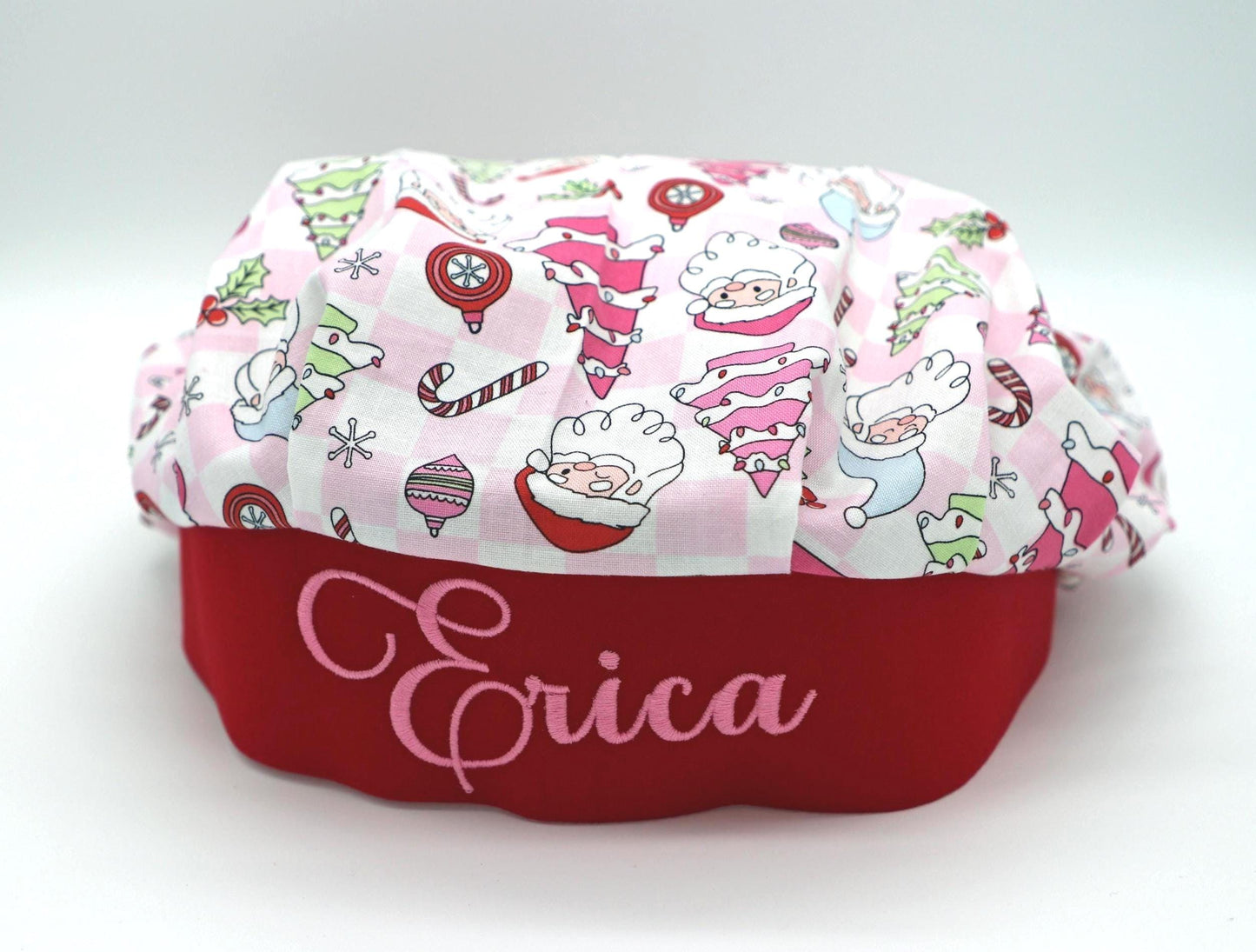 Bouffant Nurse Scrub Cap, Ponytail Holder Scrub Cap, Personalized Scrub Cap, Personalized Bouffant, RN Scrub Cap, Christmas Scrub Cap