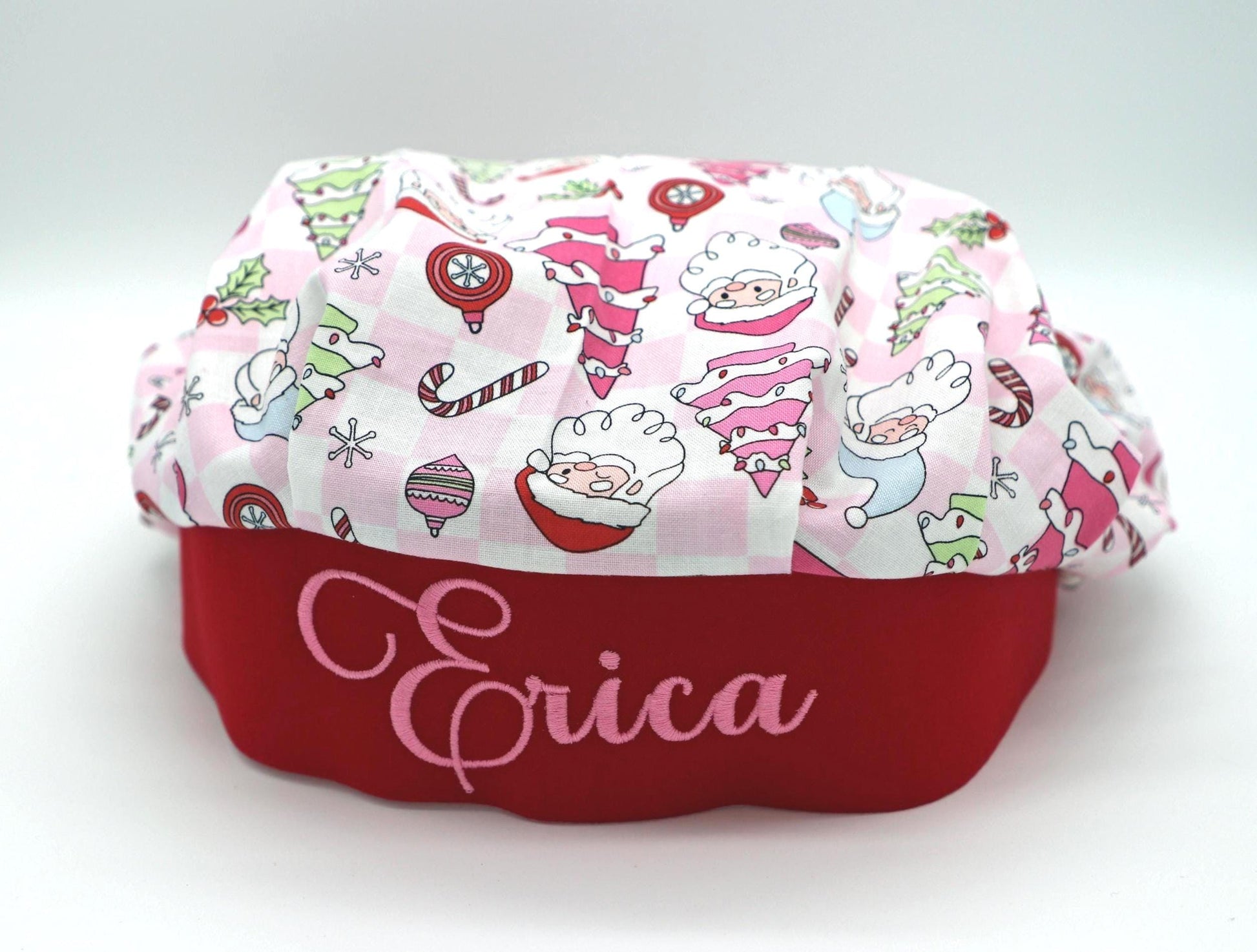 Bouffant Nurse Scrub Cap, Ponytail Holder Scrub Cap, Personalized Scrub Cap, Personalized Bouffant, RN Scrub Cap, Christmas Scrub Cap