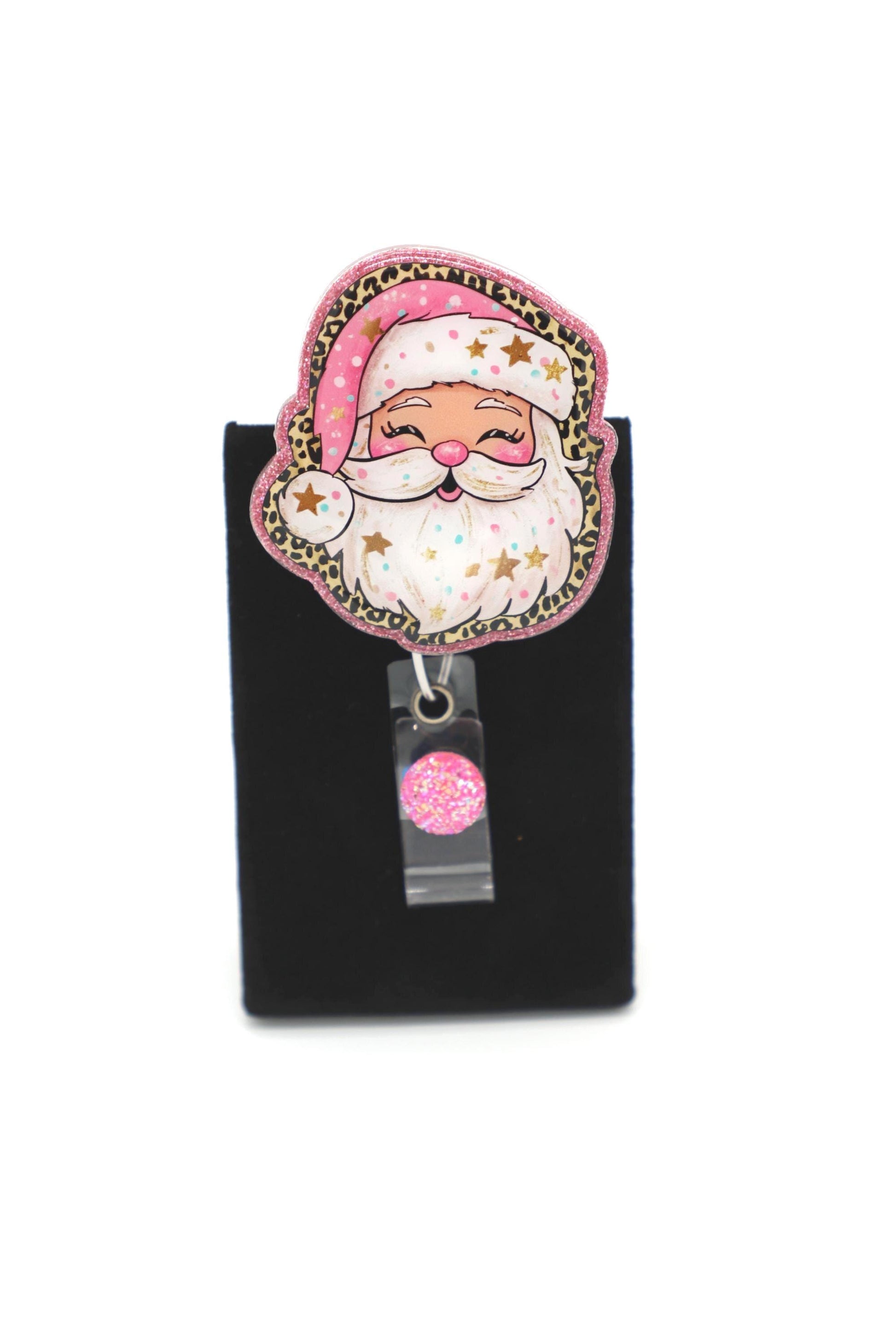 Santa Badge Reel, Pink Santa Badge Reel, RN Badge Reel, Nurse Badge Reel, Christmas Badge Reel