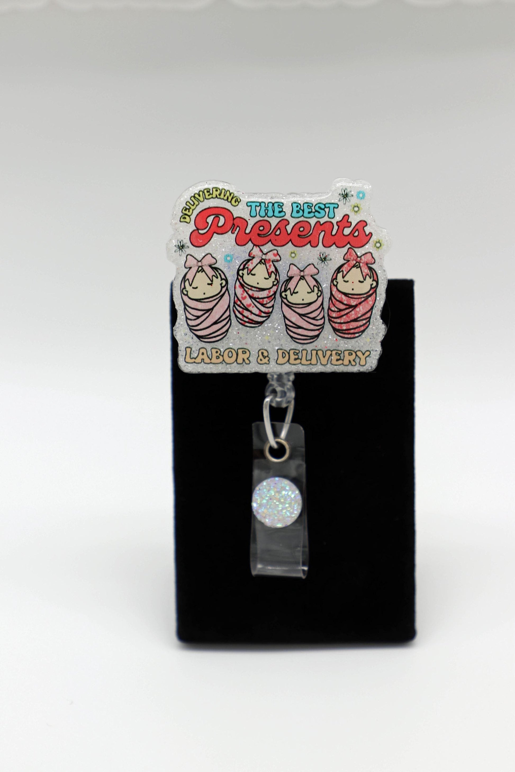Delivering the Best Presents, L&D Badge Reel, Post Partum Nurse Badge Reel, Christmas Badge Reel, RN Badge Reel