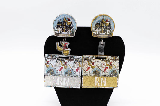 Wizardly Christmas Badge Buddy, Christmas Badge Reel, RN Badge Reel, Badge Reel and Badge Buddy Combo