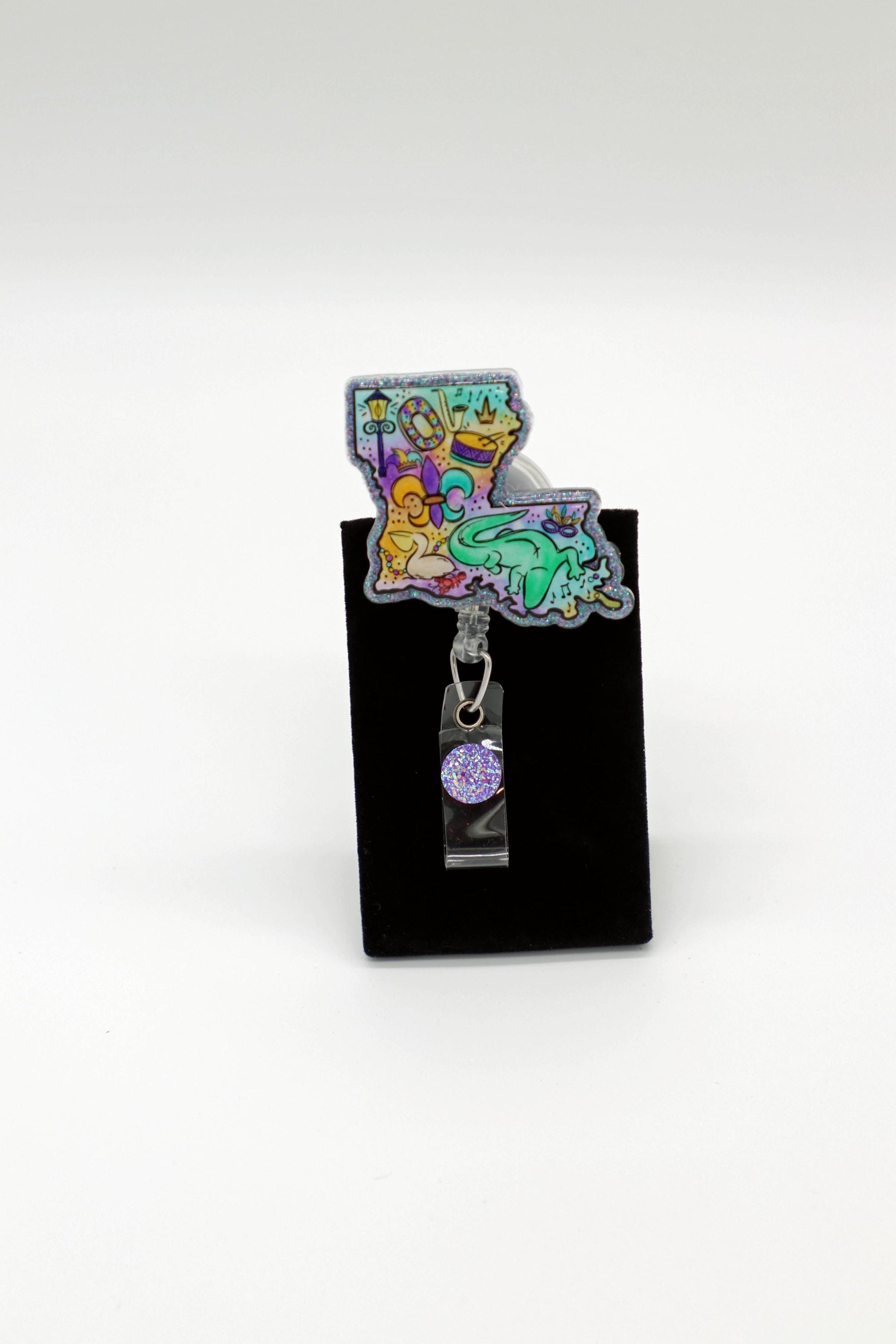 Mardi Gras Nurse Badge Reel, Nurse Badge Reel, Louisiana Badge Reel, RN Badge Reel