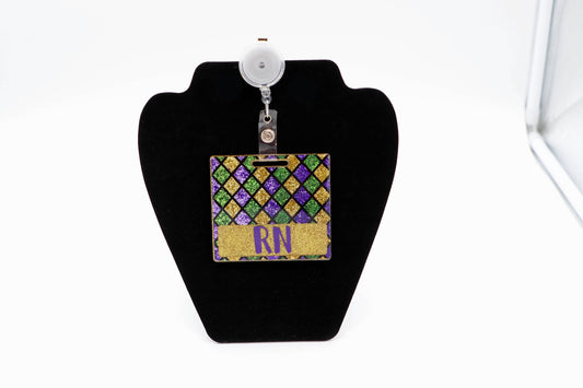 Mardi Gras Themed Badge Buddy, Personalized Badge Buddy