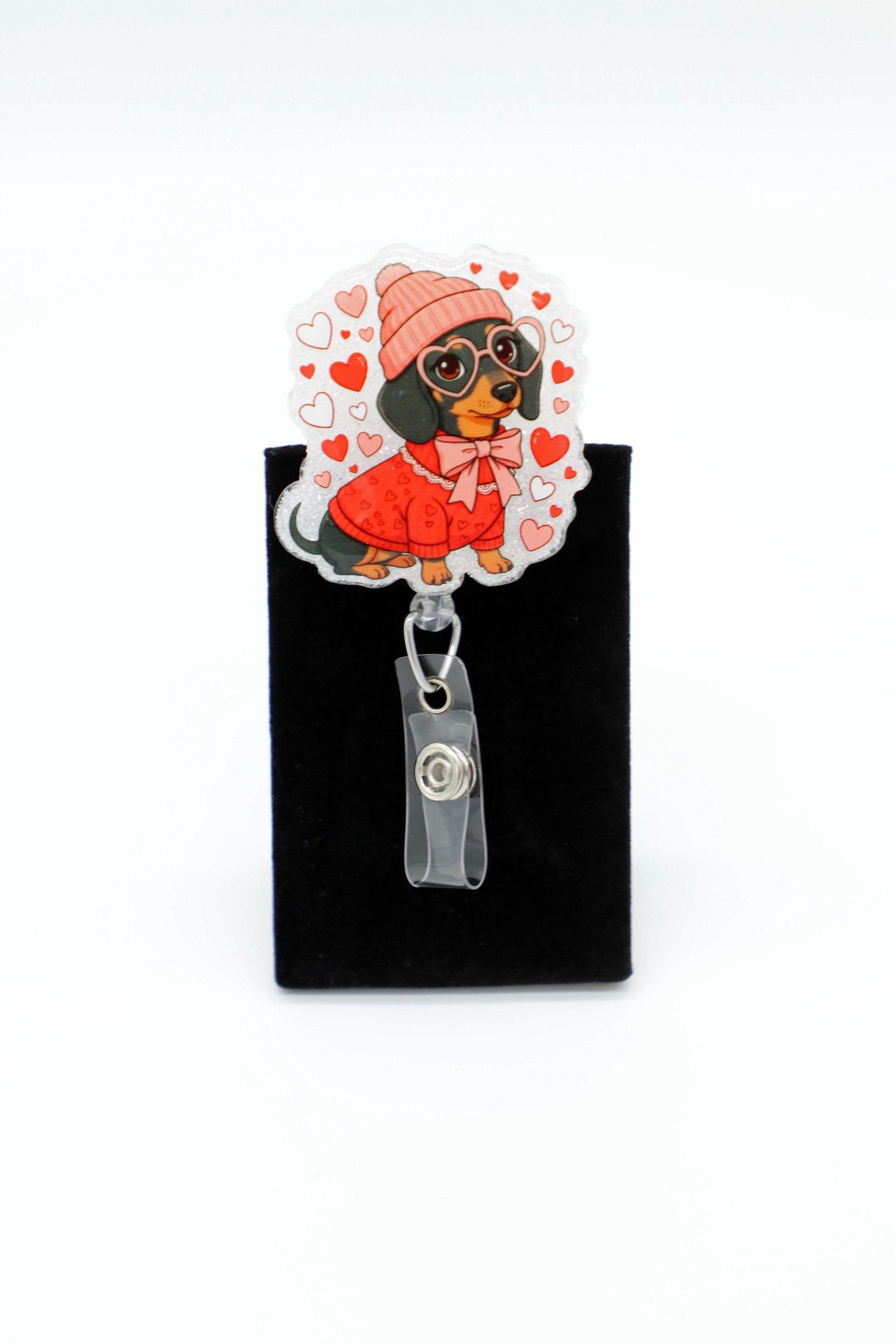 Valentines Day Nurse Badge Reel, RN Badge Reel, Cute Dog Valentines Badge Reel