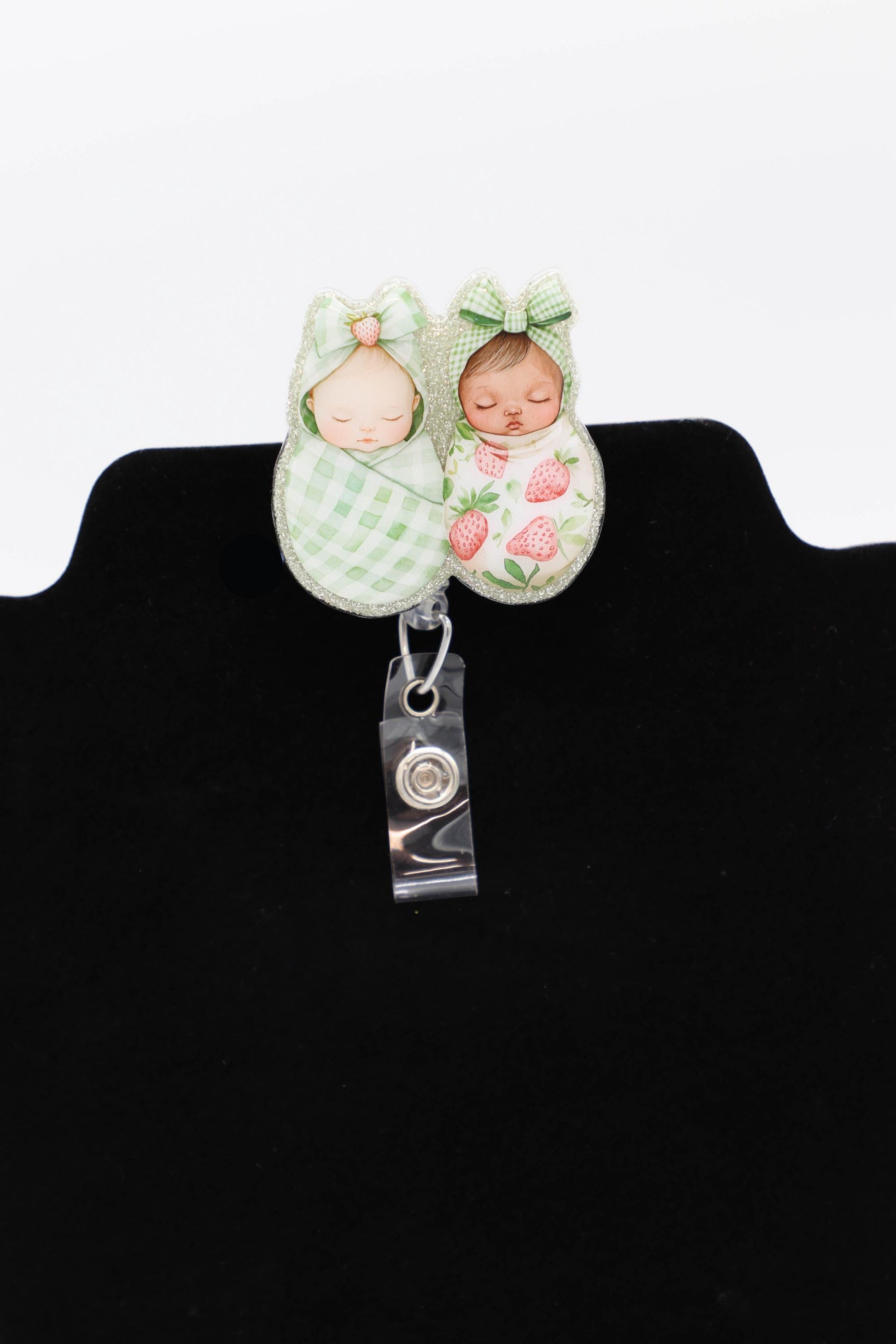 Spring Time Baby Badge Reel, NICU Badge Reel, Babies and Strawberries, Nurse Badge Reel