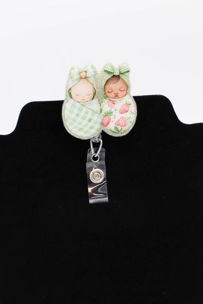 Spring Time Baby Badge Reel, NICU Badge Reel, Babies and Strawberries, Nurse Badge Reel