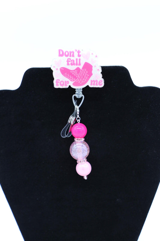Pink Don't Fall For Me Badge Reel, Valentine Themed Badge Reel, RN Badge Reel, Nurse Badge Reel