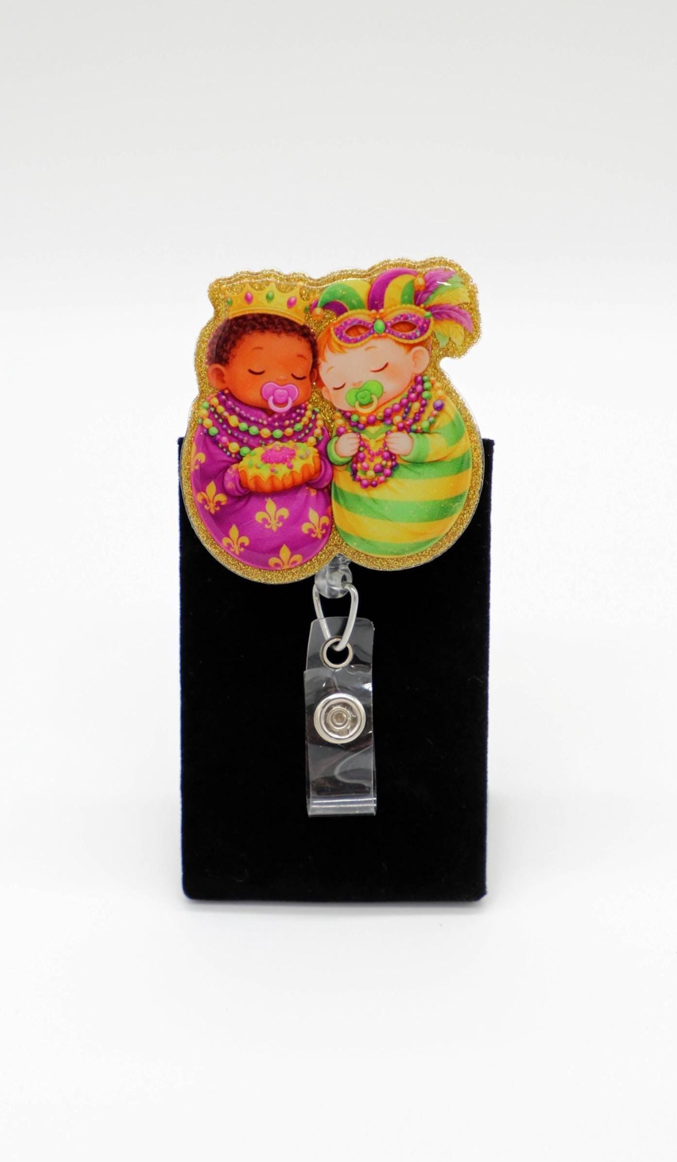 NICU Baby Badge Reel, Mardi Gras Babies, RN Badge Reel, NICU Nurse Badge Reel