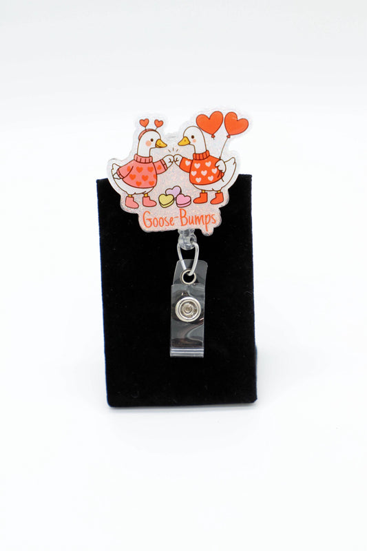 Valentine Goose, RN Badge Reel, Nurse Badge Reel, Goose Bumps, Cute Badge Reel