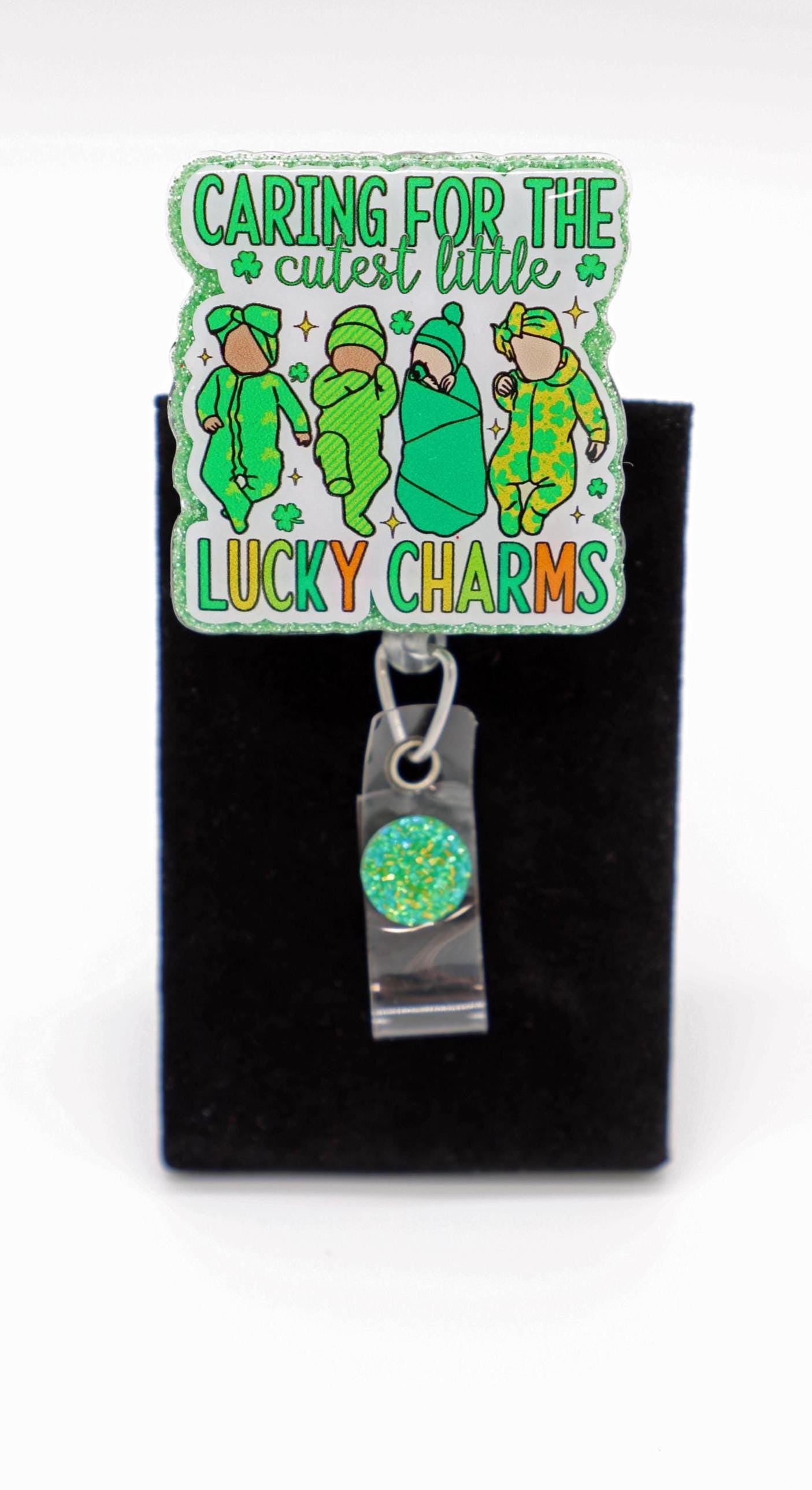 St Patrick's Day Themed NICU Nurse Badge Reel, Lucky Charm Badge Reel, Pediatric Nurse Badge Reel