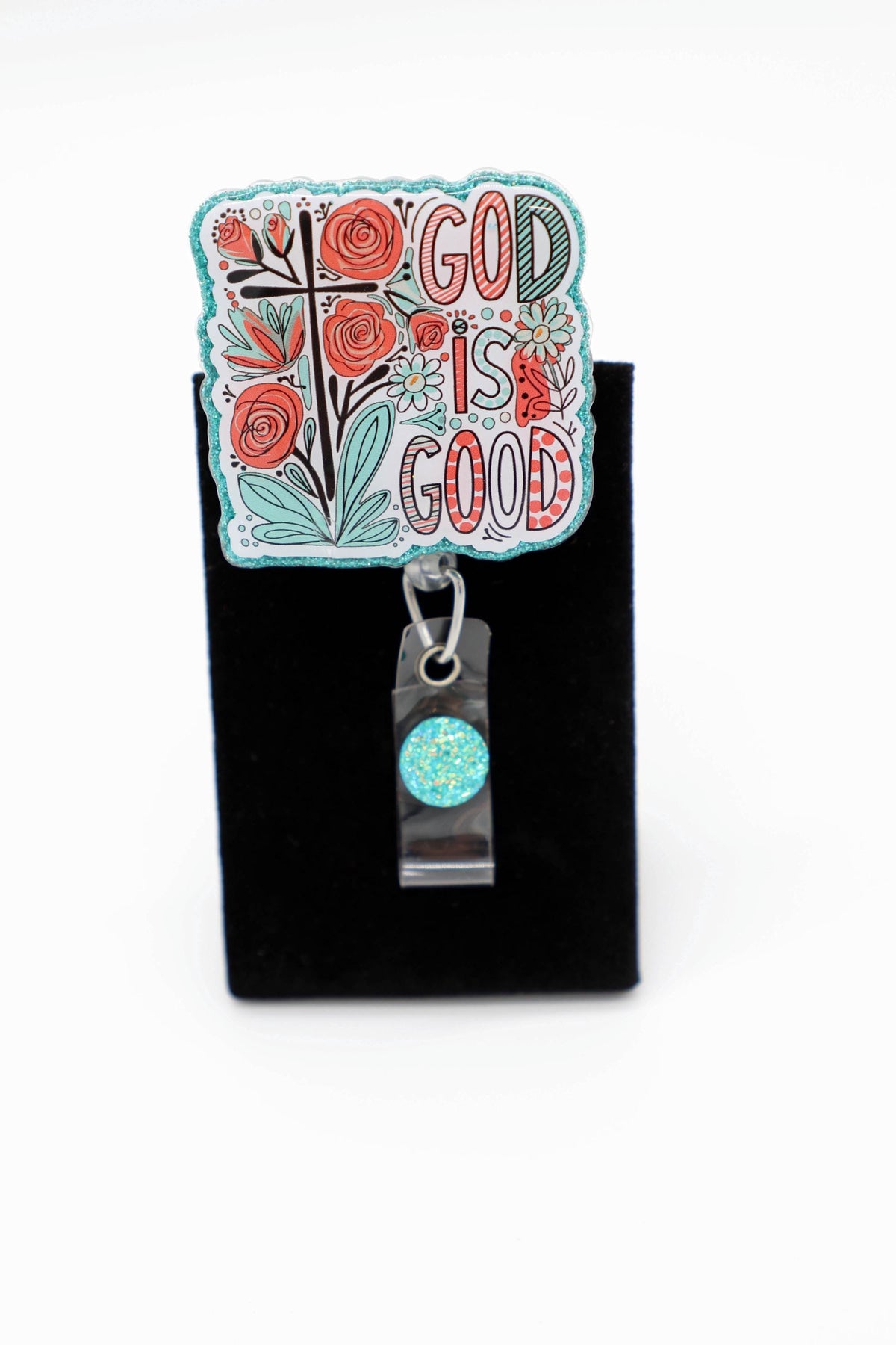 God is Good RN Badge Reel, Glitter Faith Badge