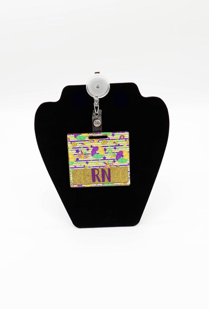 Mardi Gras Themed Badge Buddy, Personalized Badge Buddy
