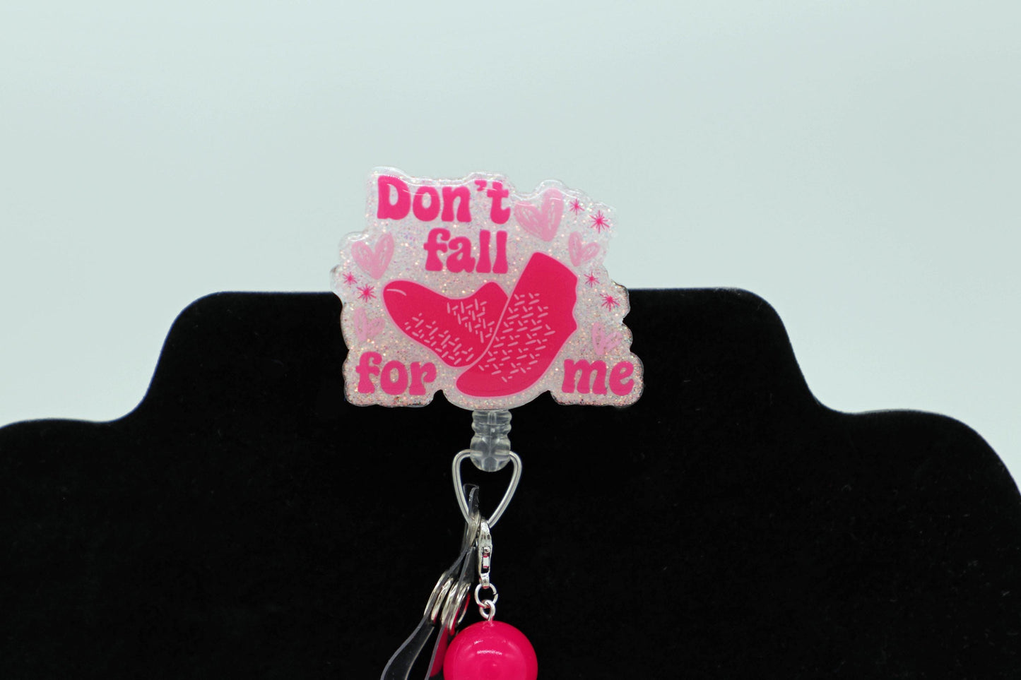 Pink Don't Fall For Me Badge Reel, Valentine Themed Badge Reel, RN Badge Reel, Nurse Badge Reel