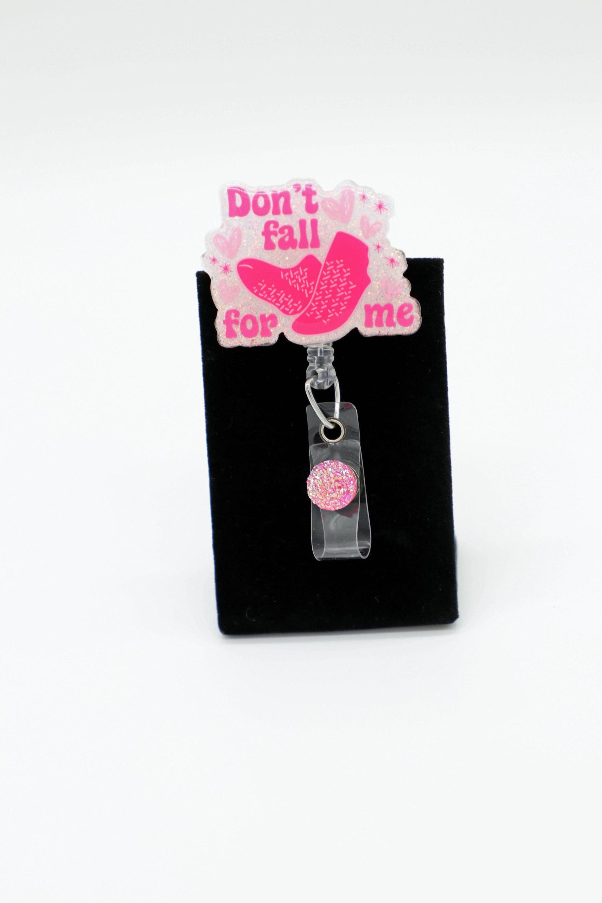 Pink Don't Fall For Me Badge Reel, Valentine Themed Badge Reel, RN Badge Reel, Nurse Badge Reel
